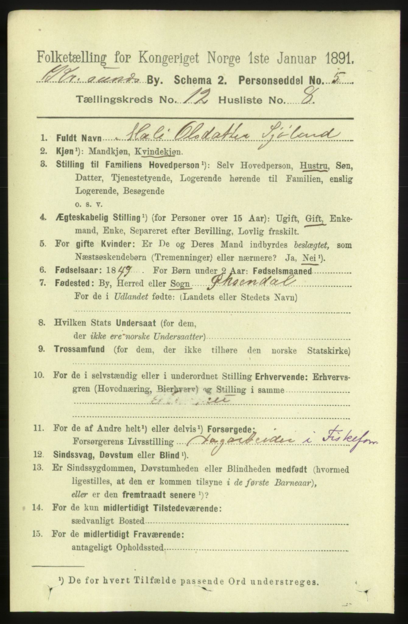 RA, 1891 census for 1503 Kristiansund, 1891, p. 9237