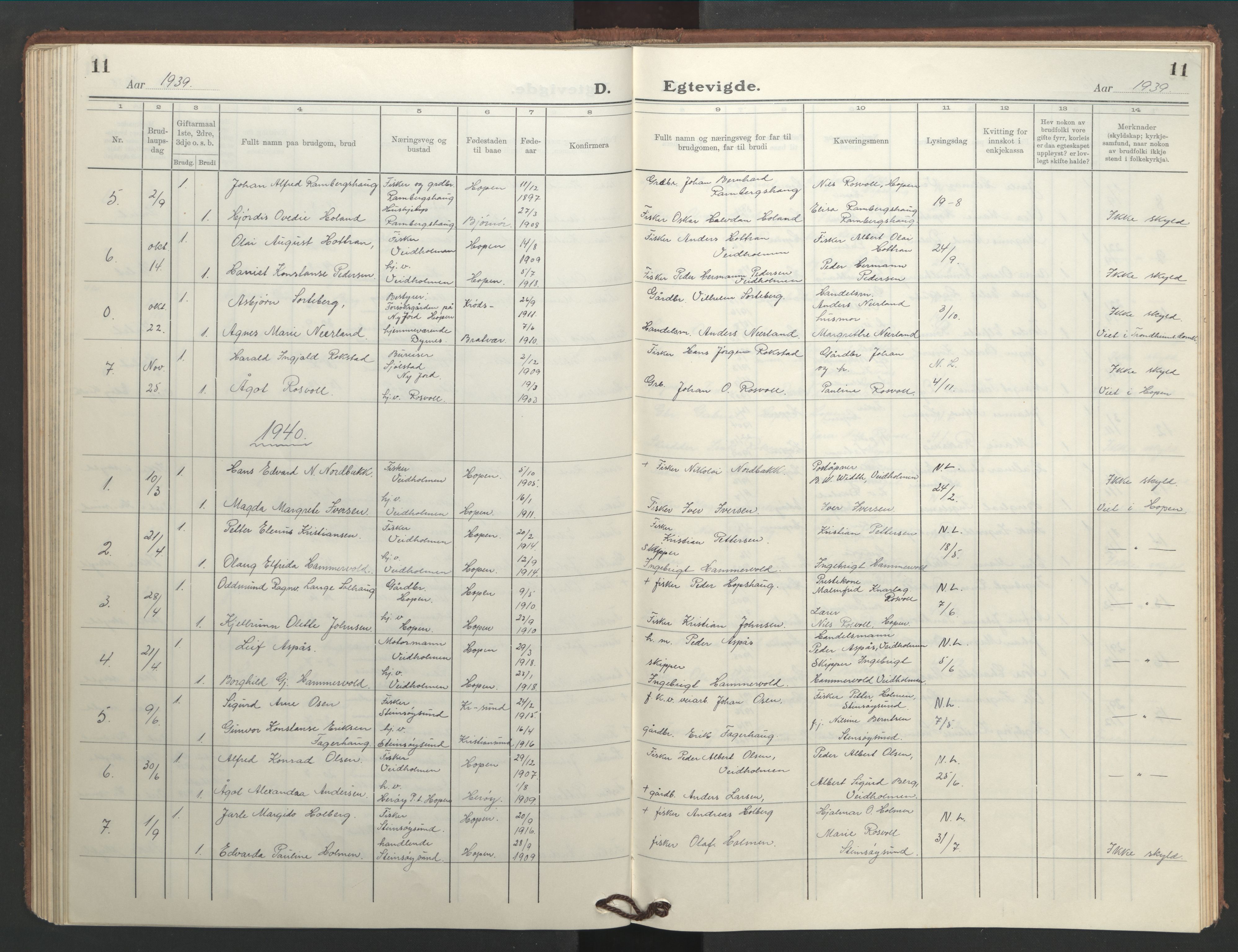 Ministerialprotokoller, klokkerbøker og fødselsregistre - Møre og Romsdal, AV/SAT-A-1454/583/L0957: Parish register (copy) no. 583C02, 1926-1947, p. 11