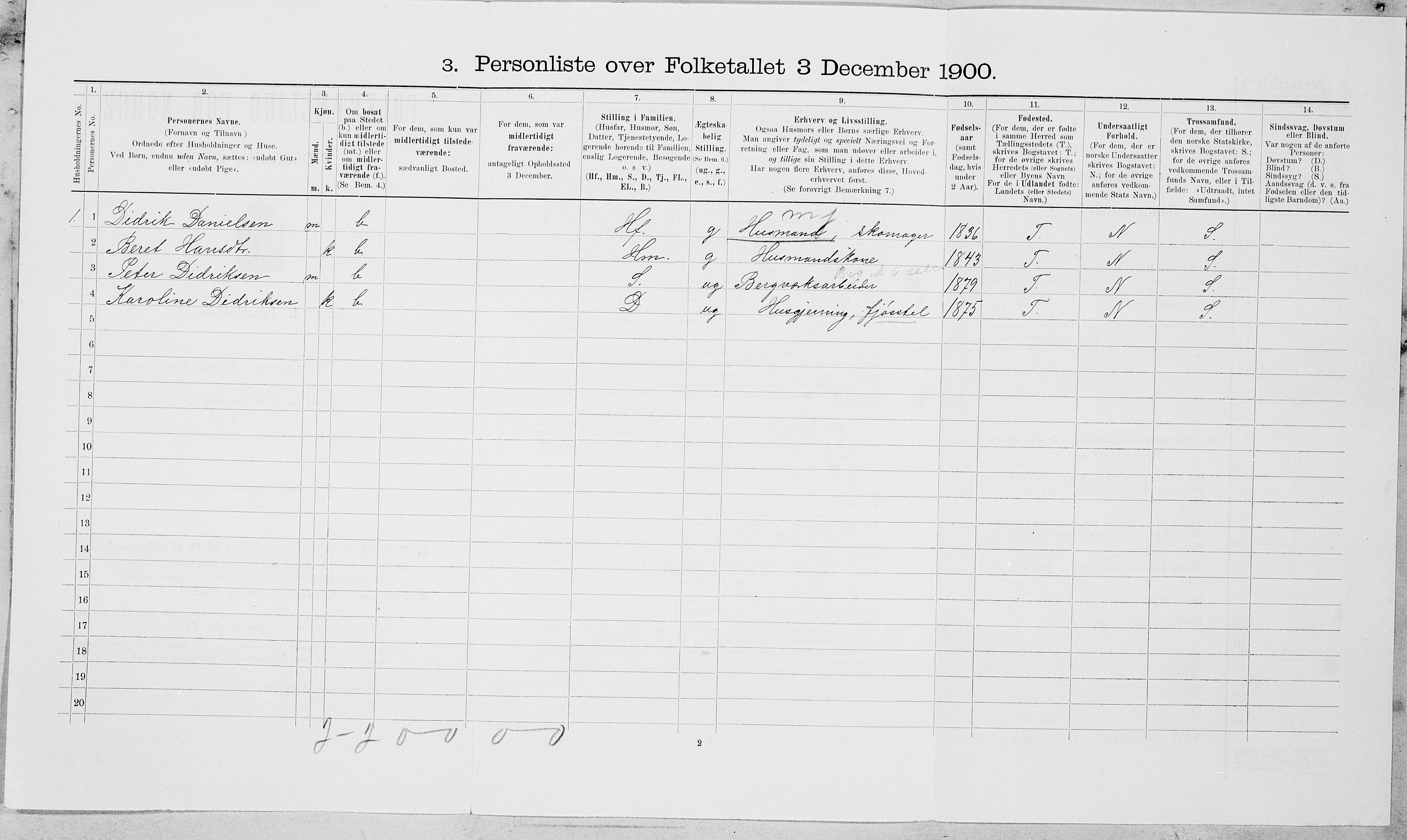 SAT, 1900 census for Vefsn, 1900, p. 838