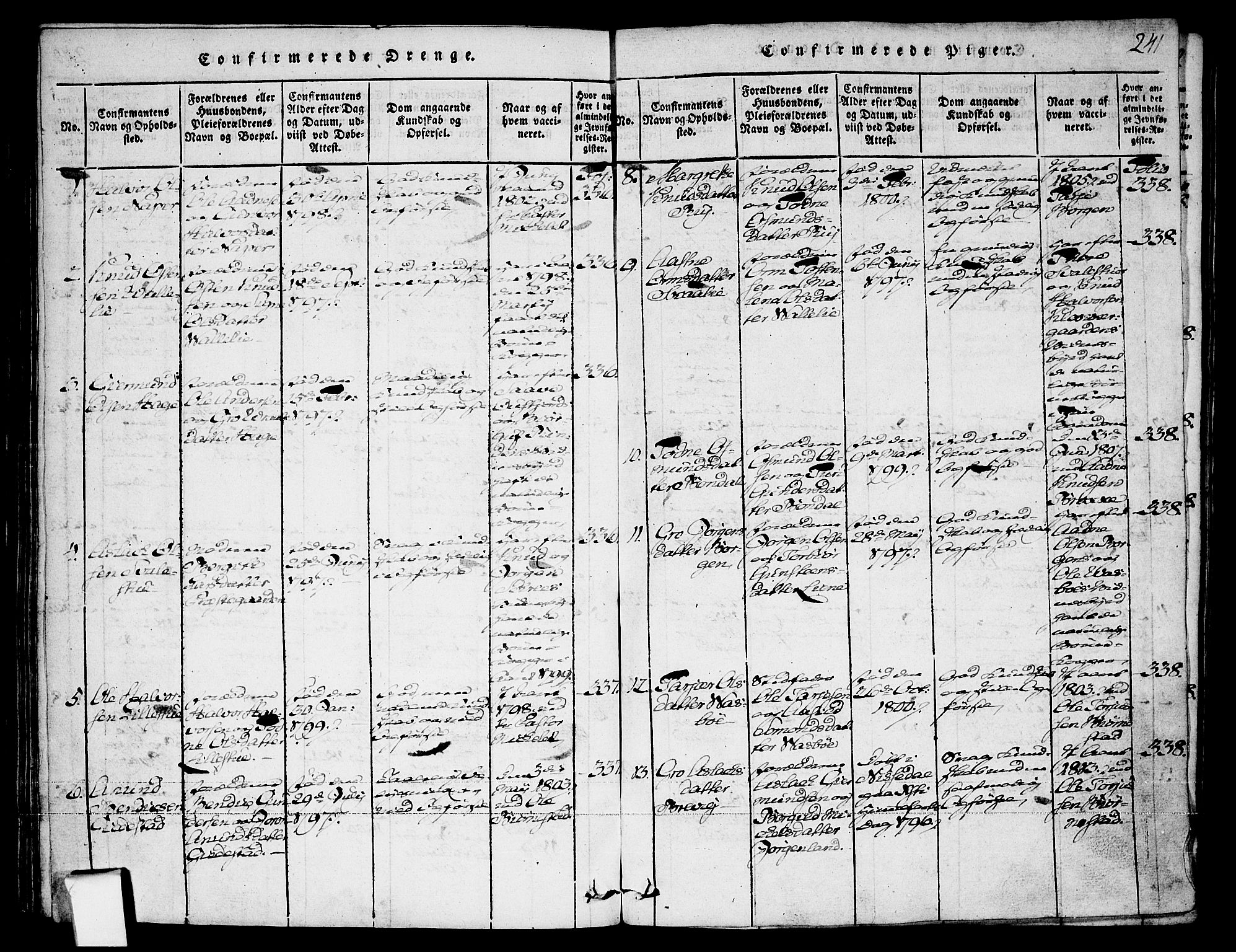 Fyresdal kirkebøker, AV/SAKO-A-263/F/Fa/L0003: Parish register (official) no. I 3, 1815-1840, p. 241