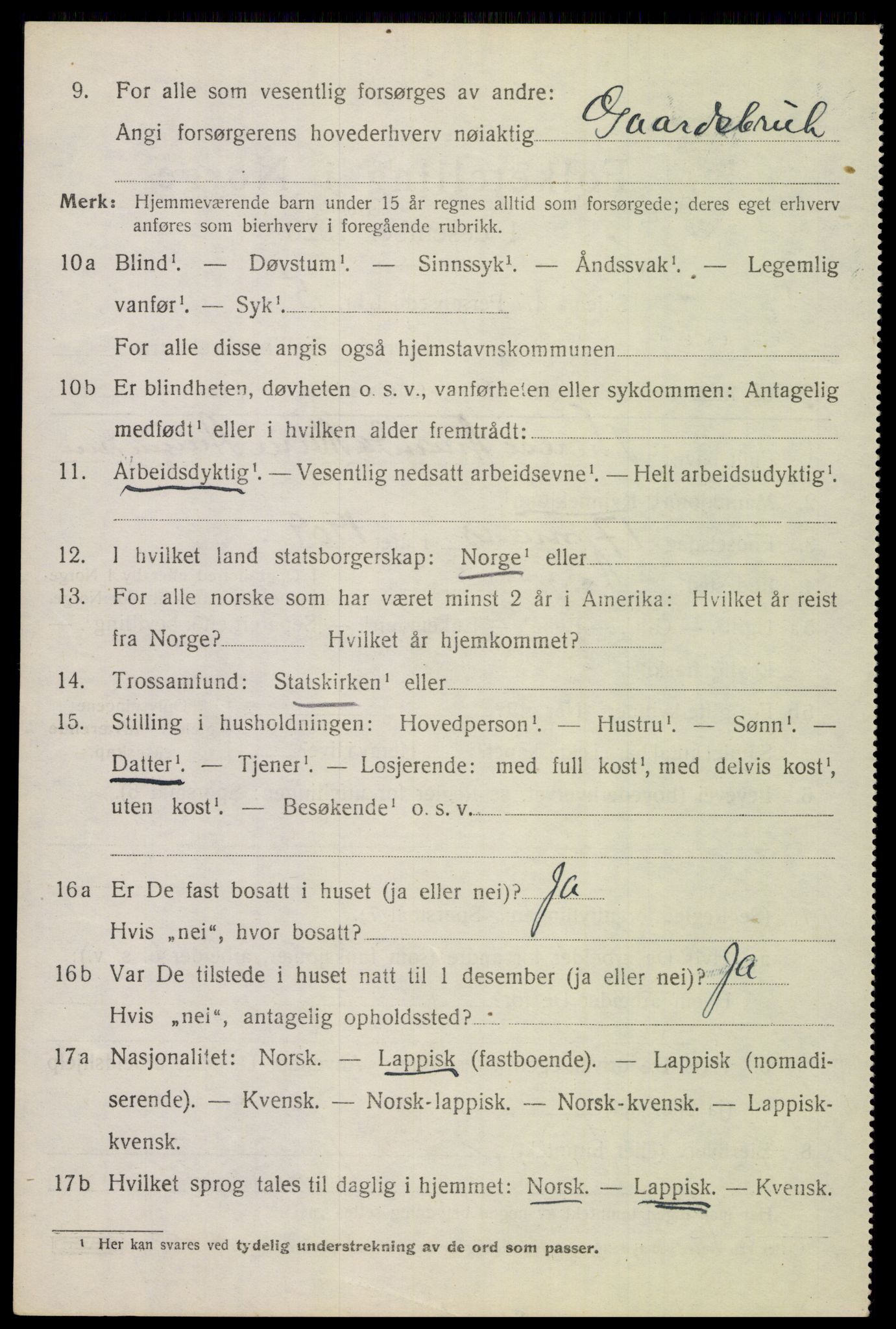 SAT, 1920 census for Evenes, 1920, p. 12807