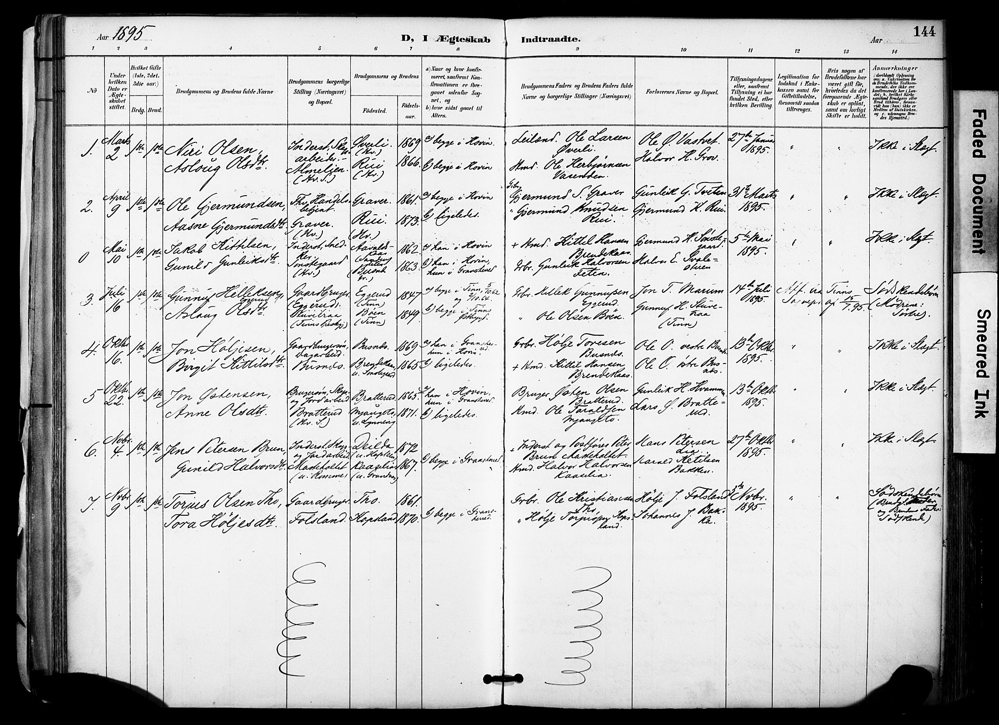 Gransherad kirkebøker, SAKO/A-267/F/Fa/L0005: Parish register (official) no. I 5, 1887-1916, p. 144