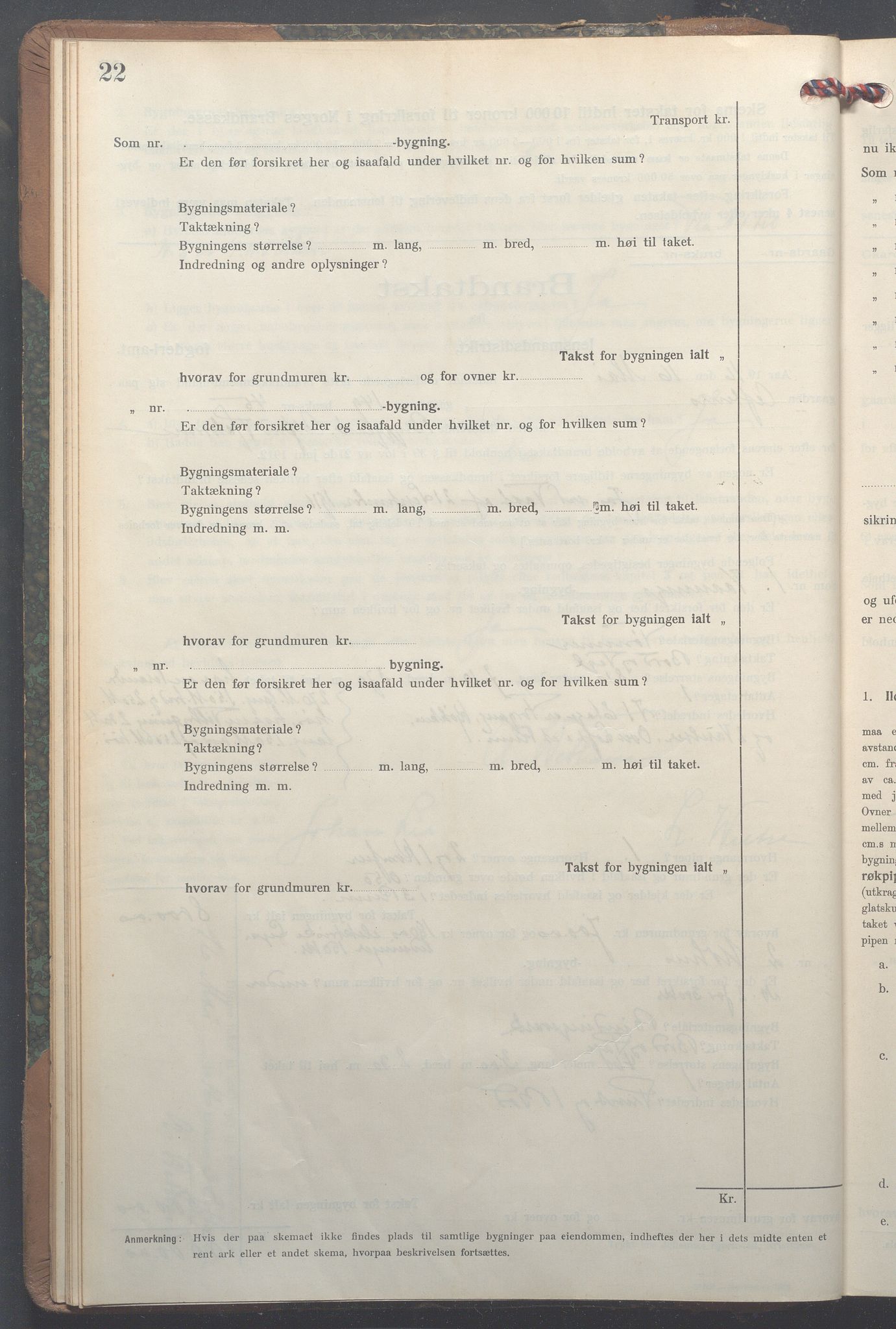 Lensmennene i Aker, OBA/A-10133/F/Fc/L0017: Branntakstprotokoll, 1916-1921, p. 22