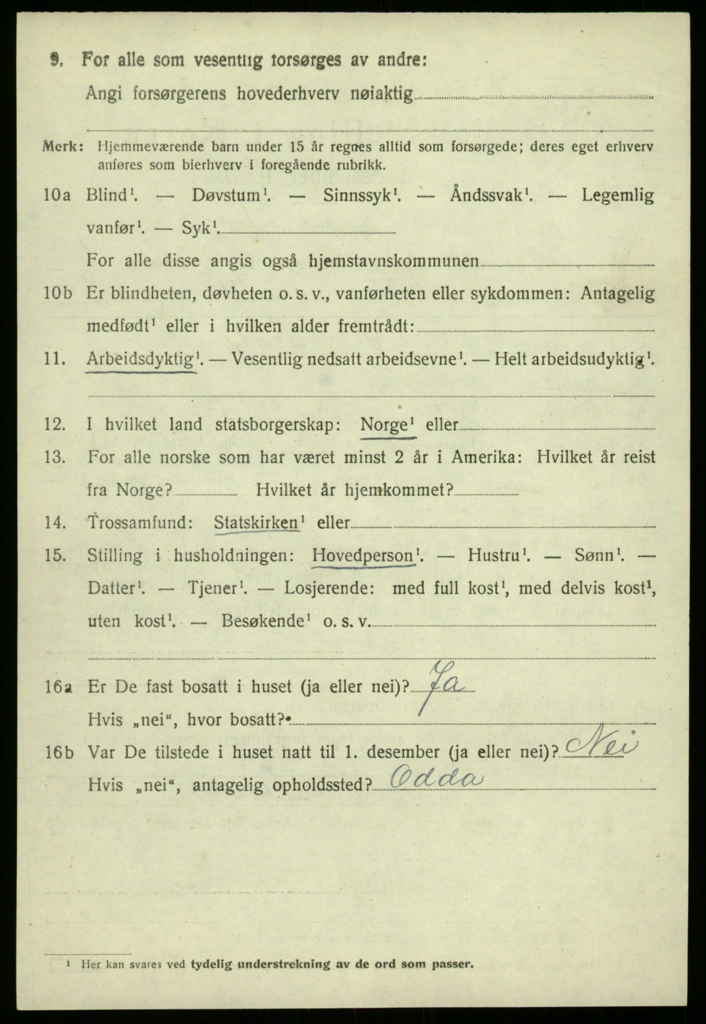 SAB, 1920 census for Samnanger, 1920, p. 2770