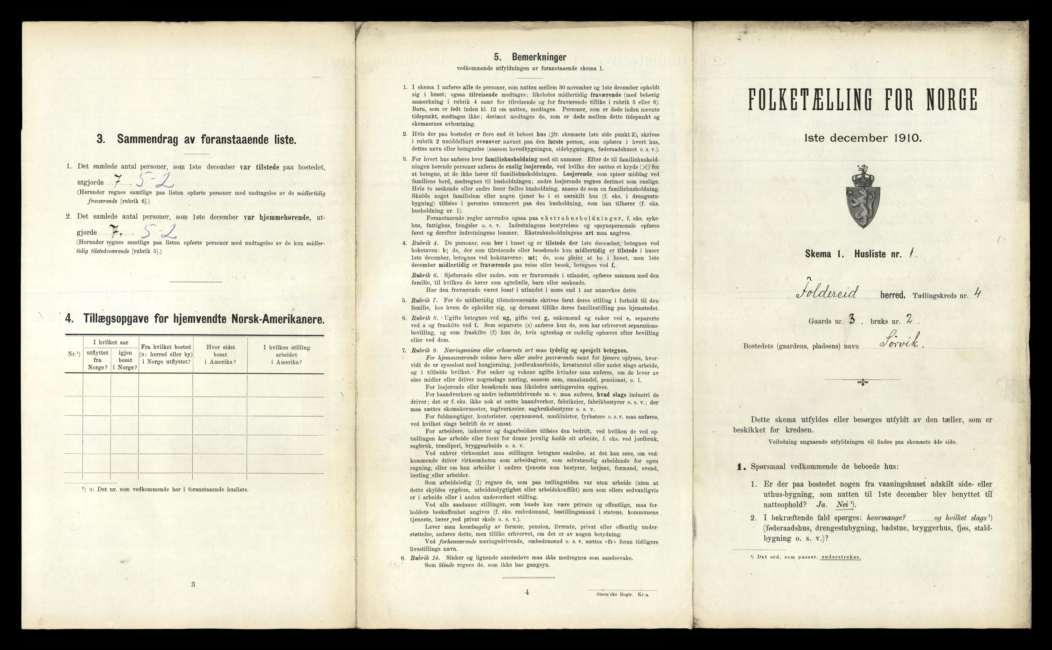 RA, 1910 census for Foldereid, 1910, p. 224