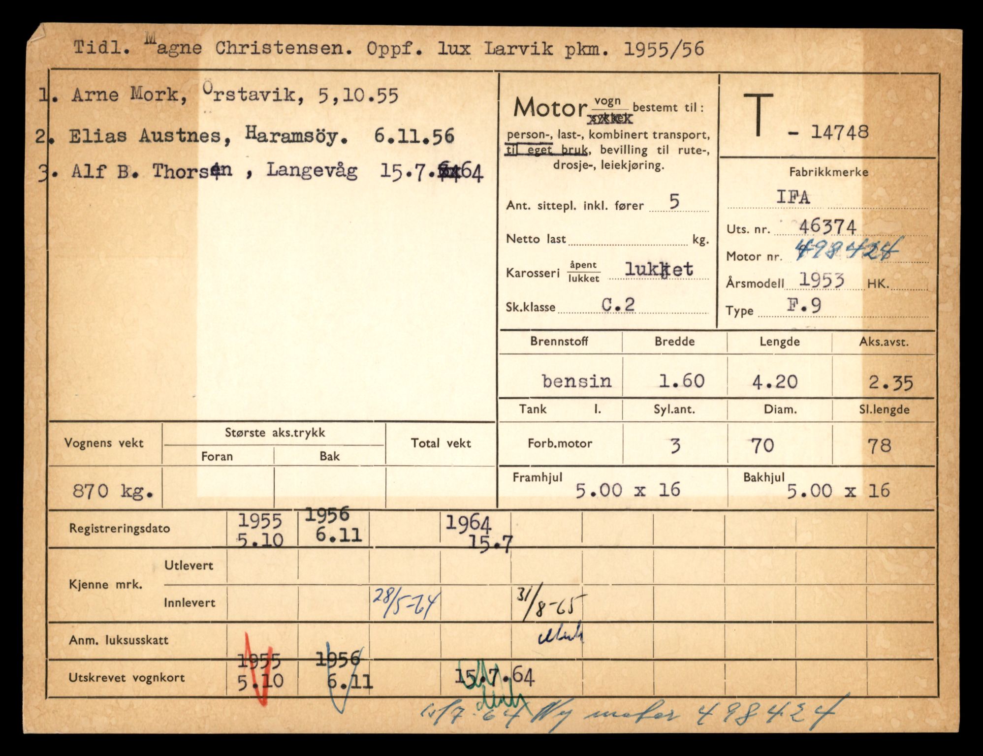 Møre og Romsdal vegkontor - Ålesund trafikkstasjon, AV/SAT-A-4099/F/Fe/L0048: Registreringskort for kjøretøy T 14721 - T 14863, 1927-1998, p. 571