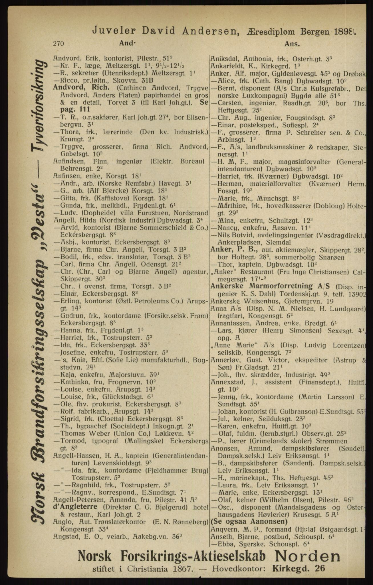 Kristiania/Oslo adressebok, PUBL/-, 1916, p. 270