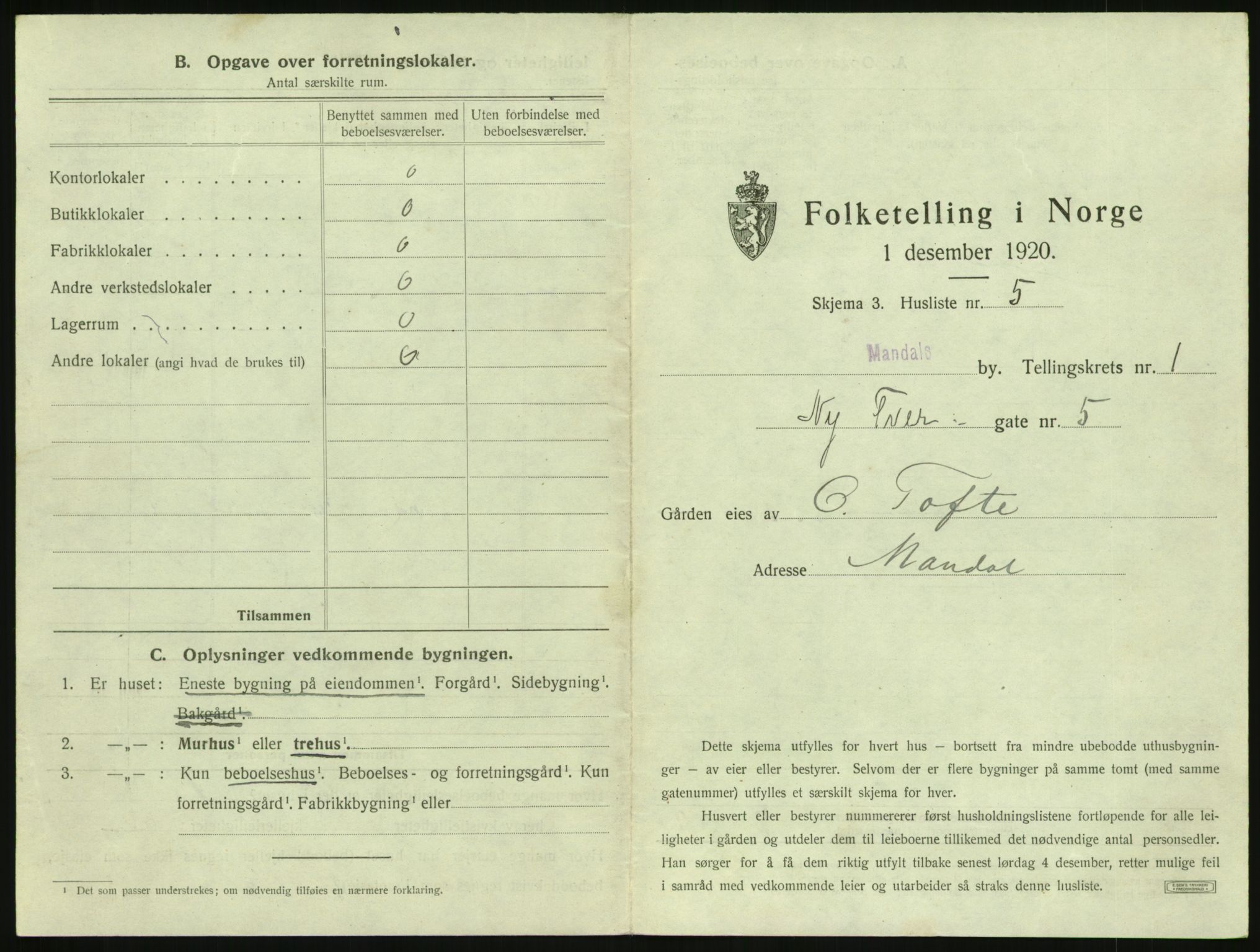 SAK, 1920 census for Mandal, 1920, p. 51