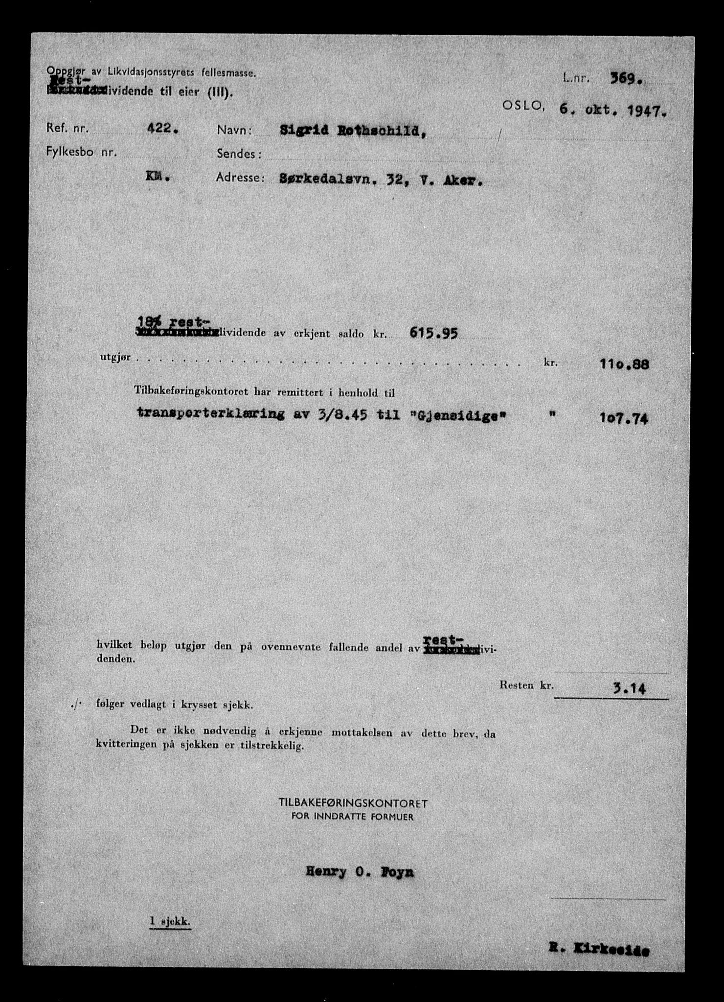 Justisdepartementet, Tilbakeføringskontoret for inndratte formuer, AV/RA-S-1564/H/Hc/Hcc/L0975: --, 1945-1947, p. 32