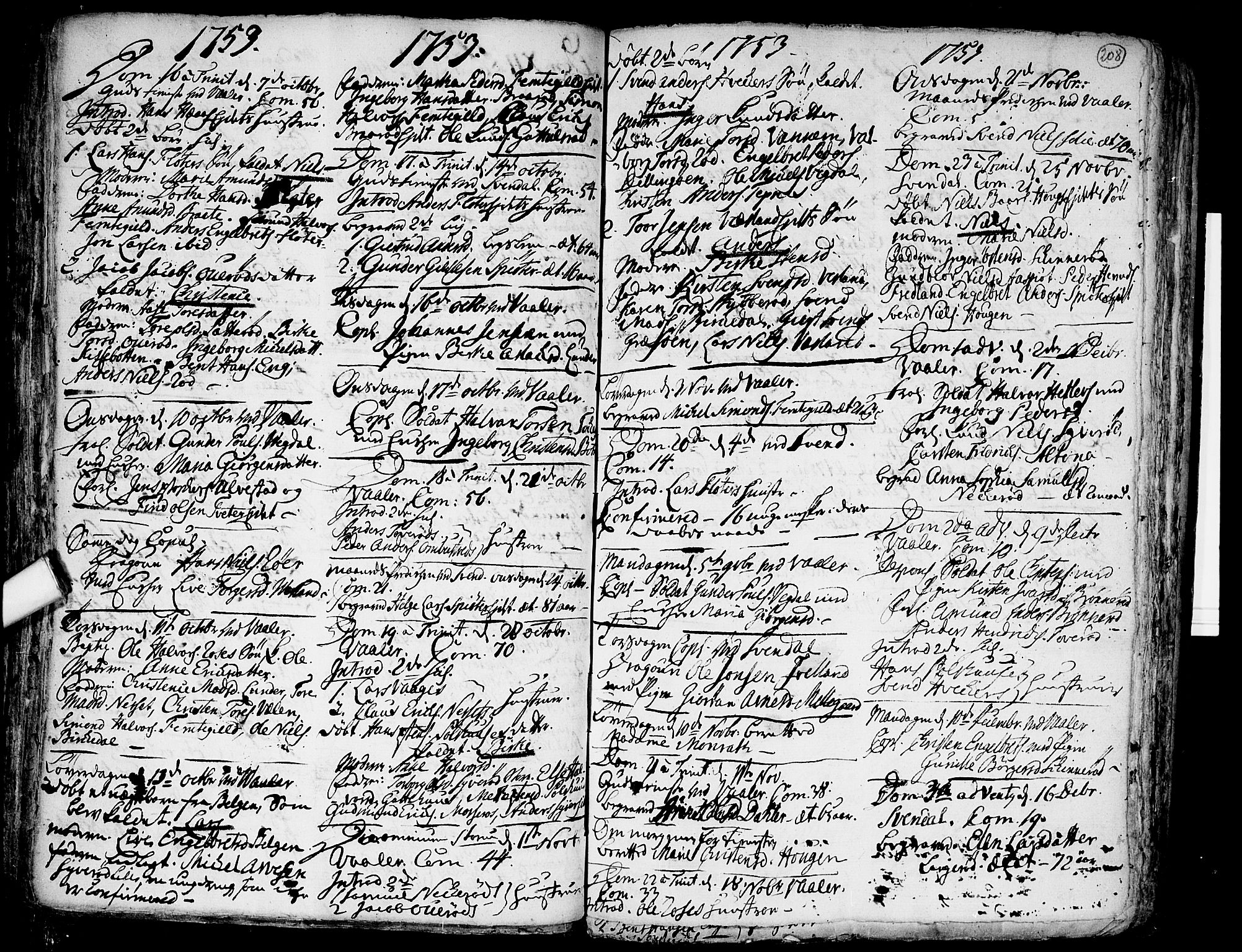 Våler prestekontor Kirkebøker, SAO/A-11083/F/Fa/L0003: Parish register (official) no. I 3, 1730-1770, p. 208