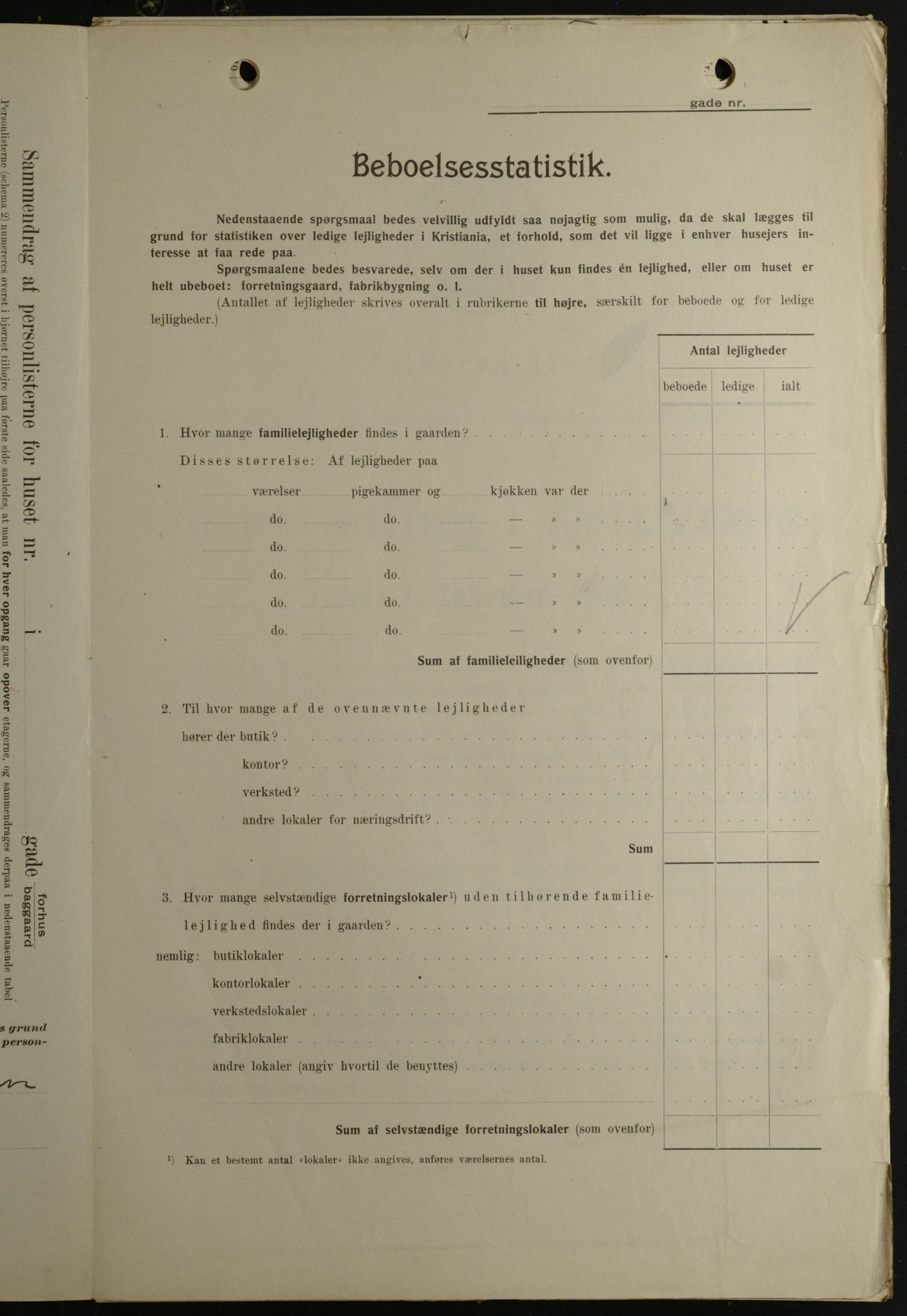 OBA, Municipal Census 1908 for Kristiania, 1908, p. 115155