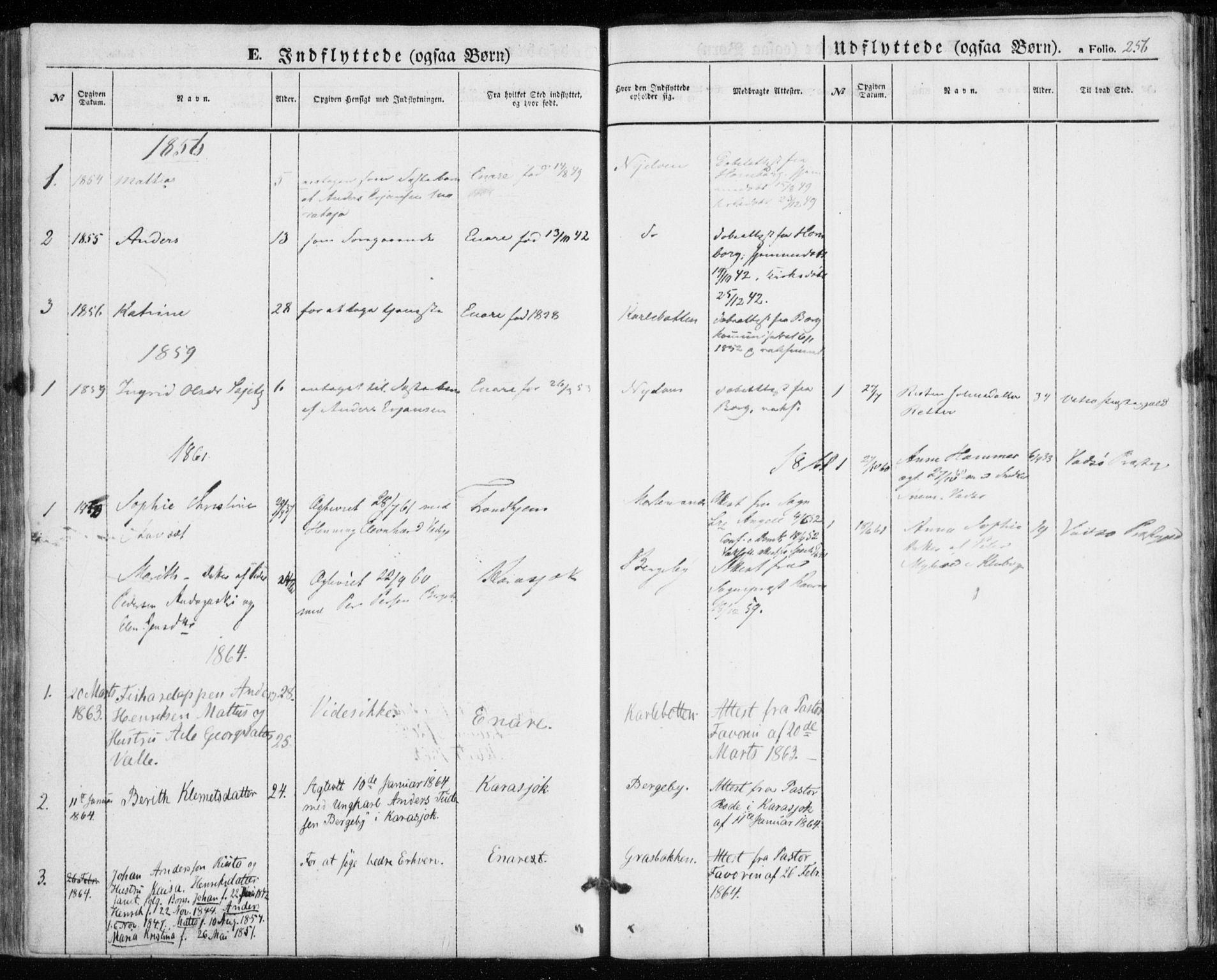 Nesseby sokneprestkontor, SATØ/S-1330/H/Ha/L0002kirke: Parish register (official) no. 2, 1856-1864, p. 256