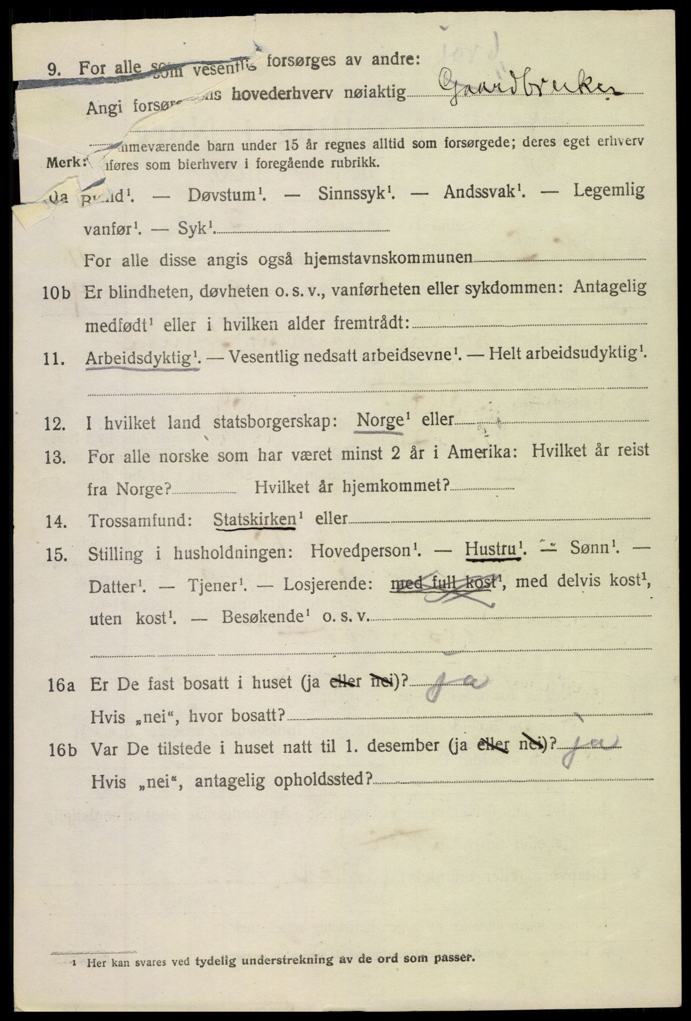 SAH, 1920 census for Nordre Land, 1920, p. 5661