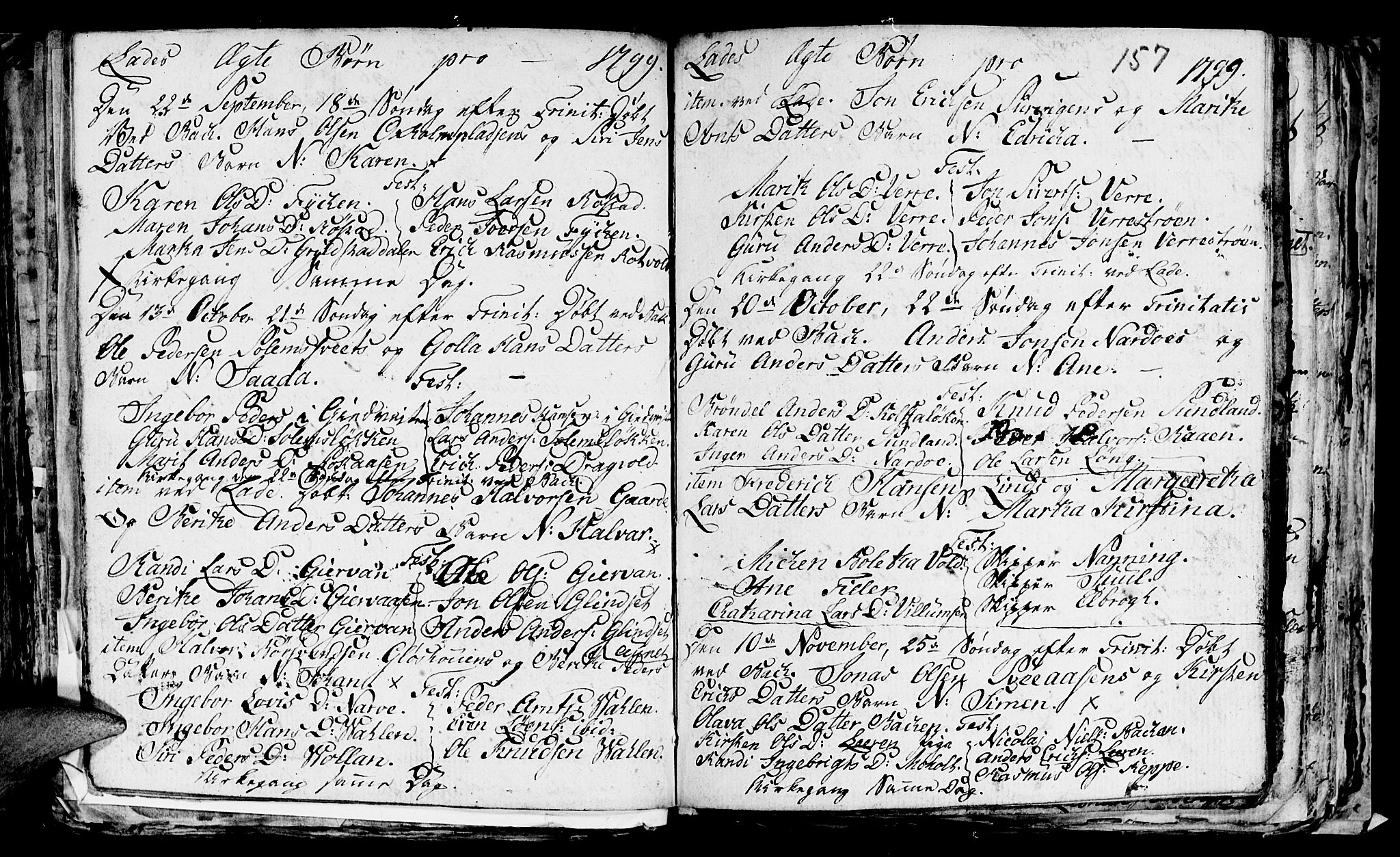 Ministerialprotokoller, klokkerbøker og fødselsregistre - Sør-Trøndelag, SAT/A-1456/606/L0305: Parish register (copy) no. 606C01, 1757-1819, p. 157