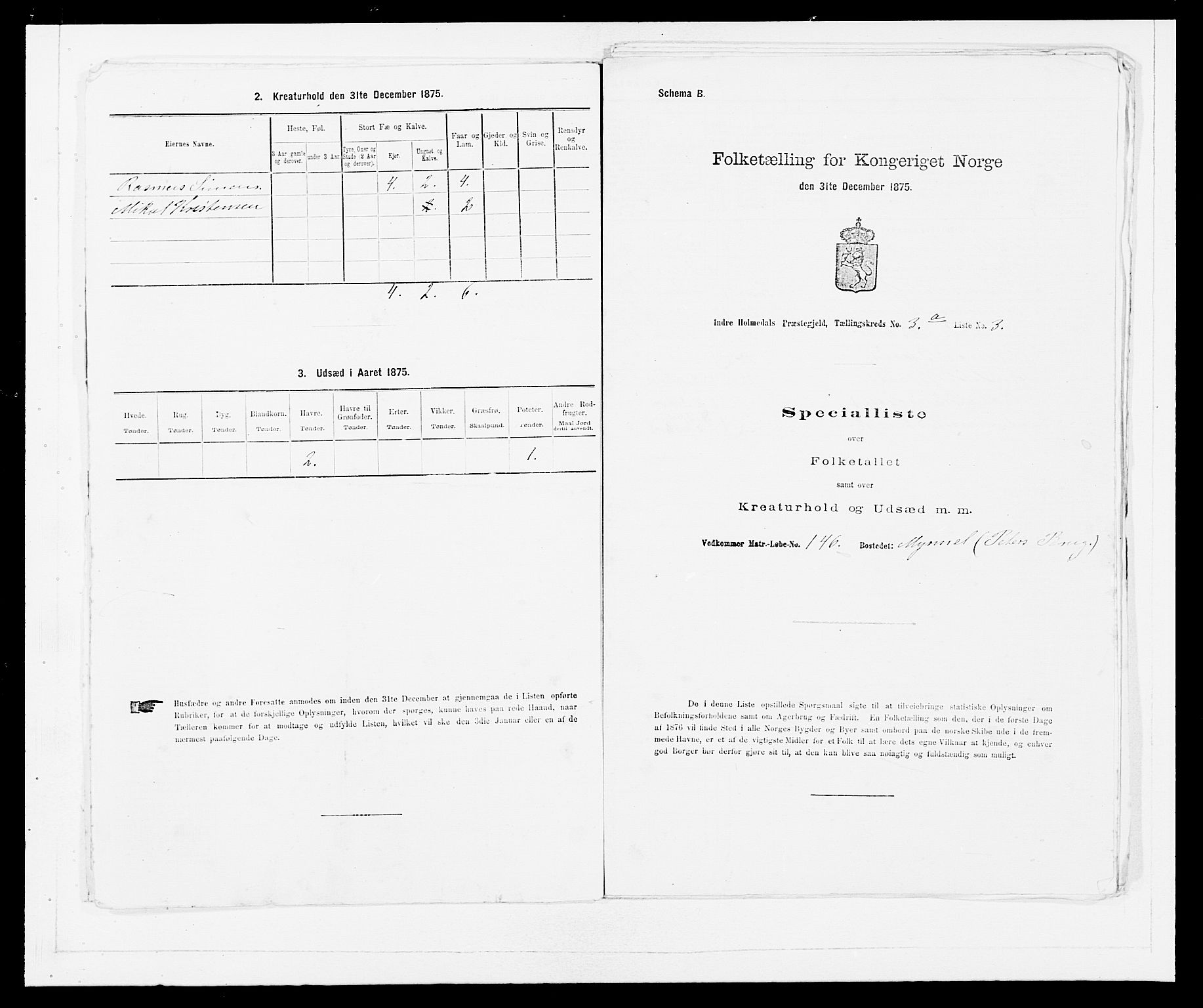 SAB, 1875 census for 1430P Indre Holmedal, 1875, p. 298