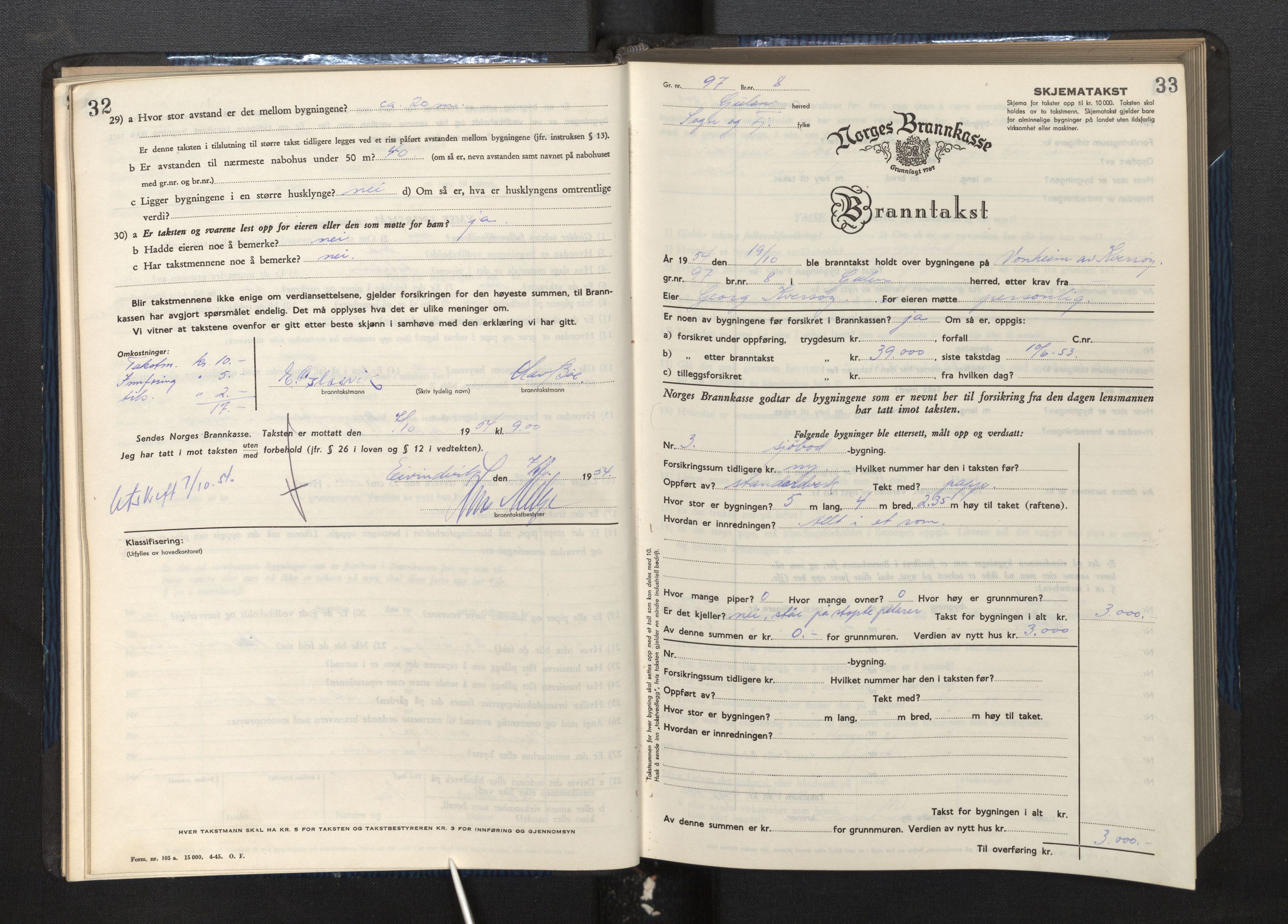 Lensmannen i Gulen, SAB/A-27901/0012/L0004: Branntakstprotokoll skjematakst, 1948-1954, p. 32-33