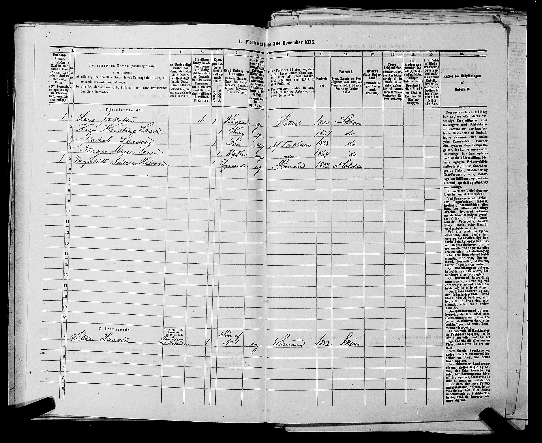SAKO, 1875 census for 0806P Skien, 1875, p. 778