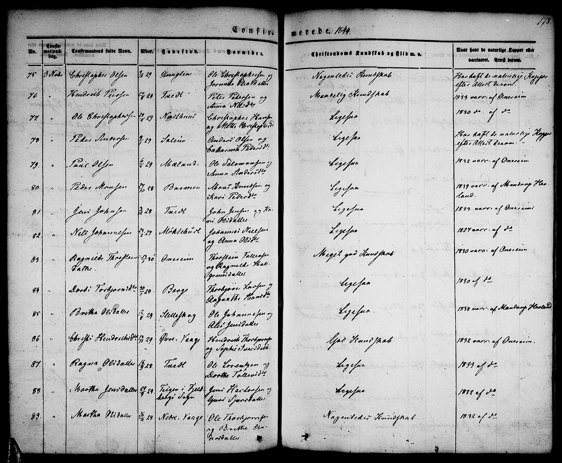 Tysnes sokneprestembete, AV/SAB-A-78601/H/Haa: Parish register (official) no. A 9, 1837-1848, p. 178