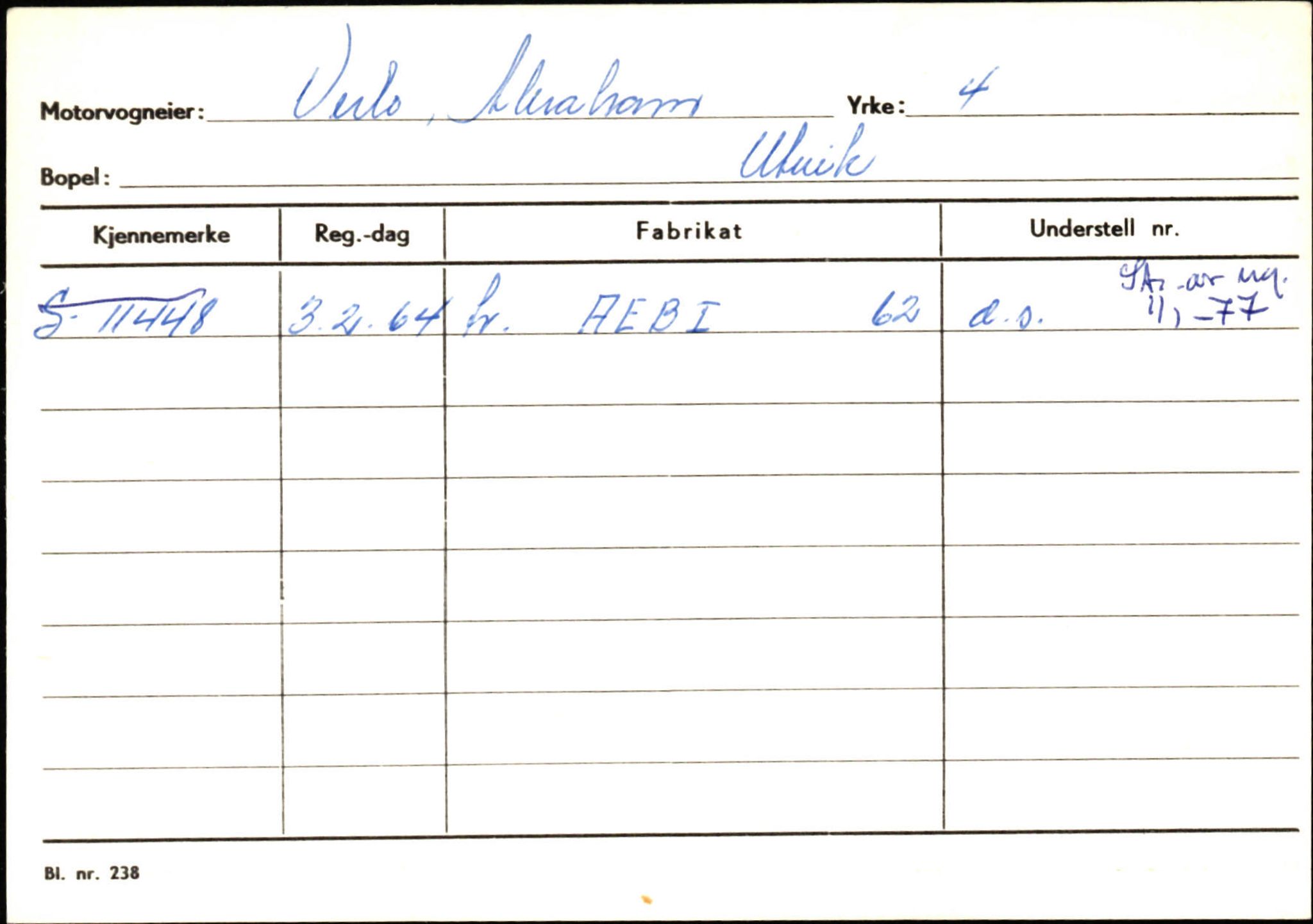 Statens vegvesen, Sogn og Fjordane vegkontor, SAB/A-5301/4/F/L0131: Eigarregister Høyanger P-Å. Stryn S-Å, 1945-1975, p. 2275