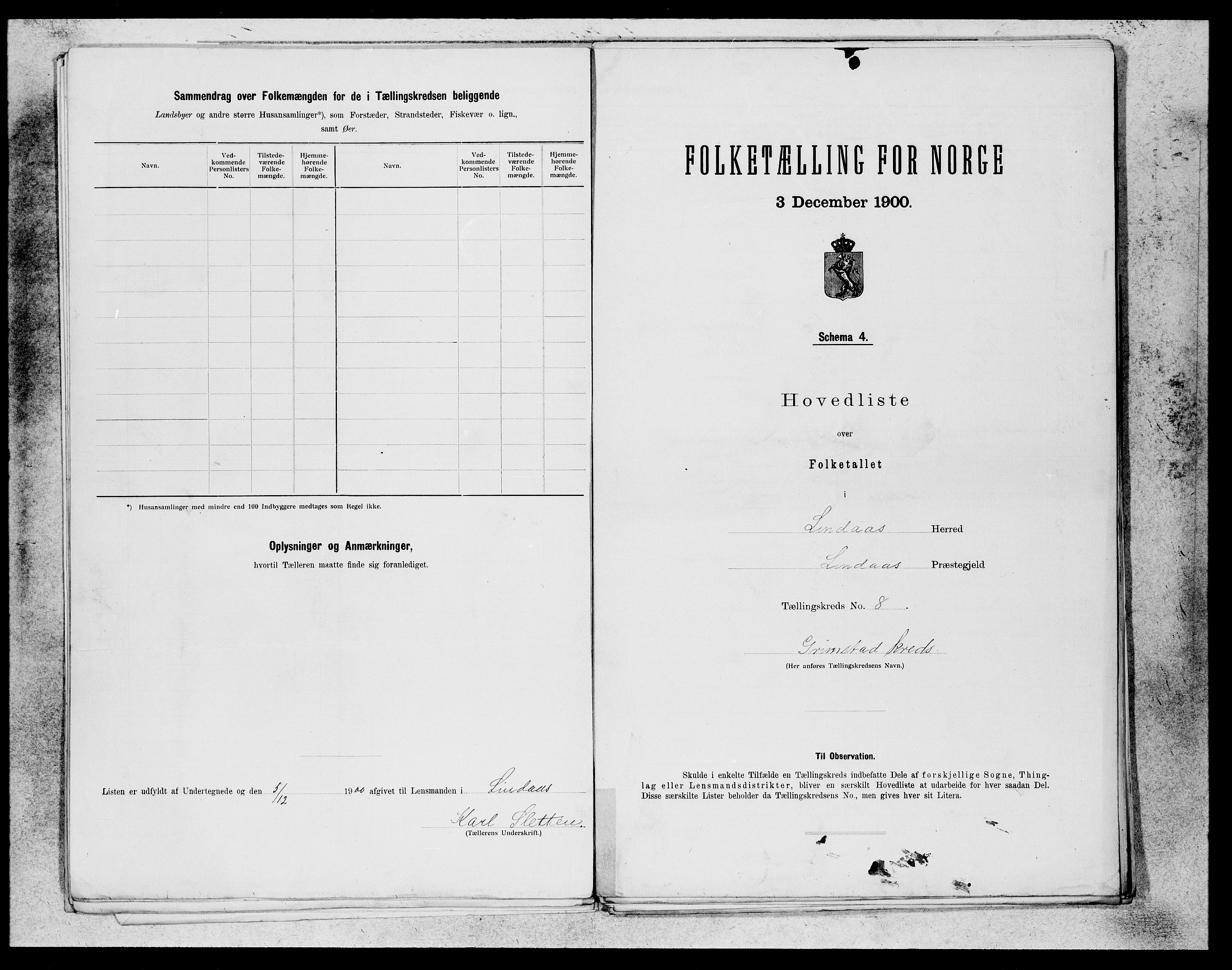 SAB, 1900 census for Lindås, 1900, p. 17