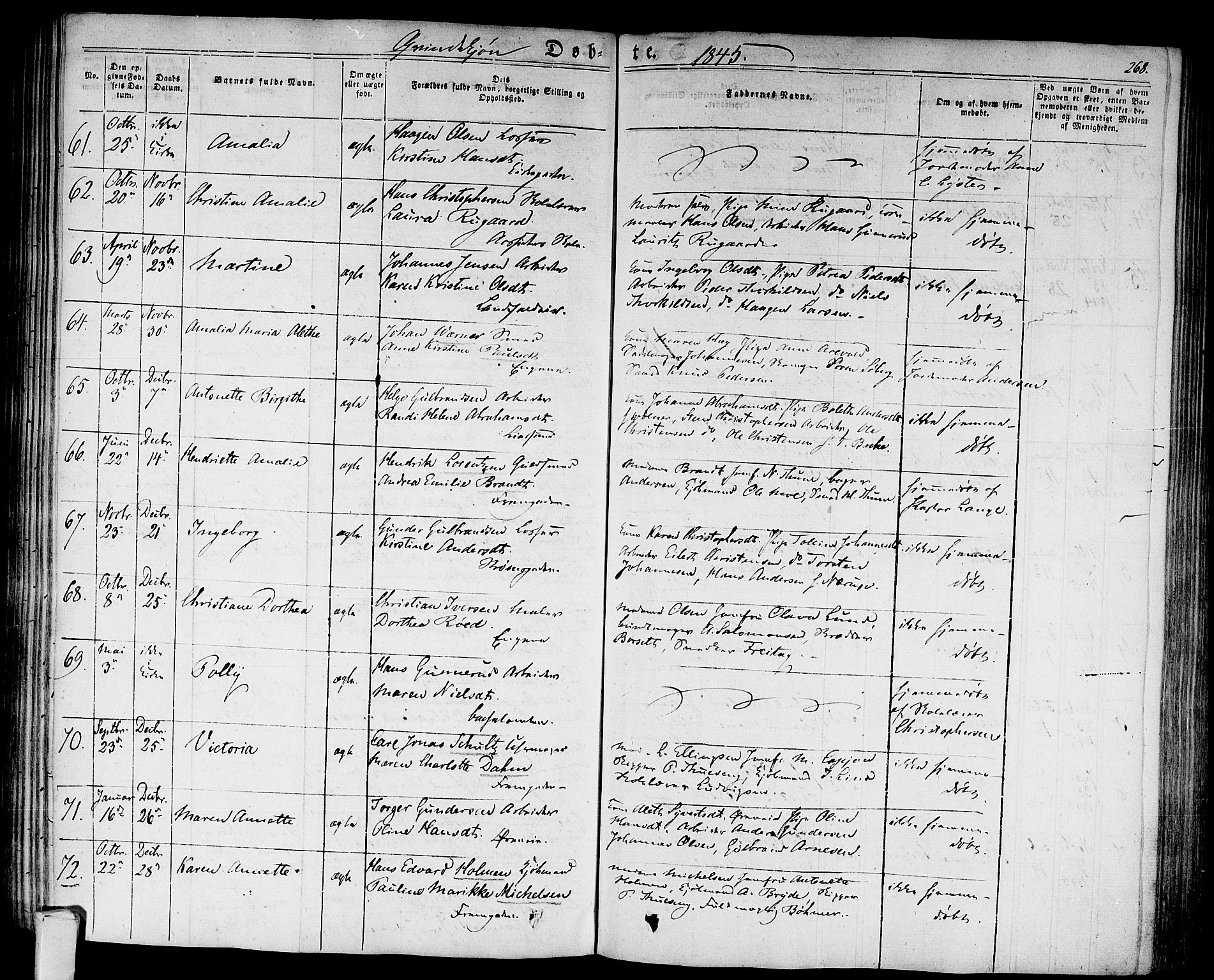 Bragernes kirkebøker, AV/SAKO-A-6/F/Fb/L0001: Parish register (official) no. II 1, 1830-1847, p. 268