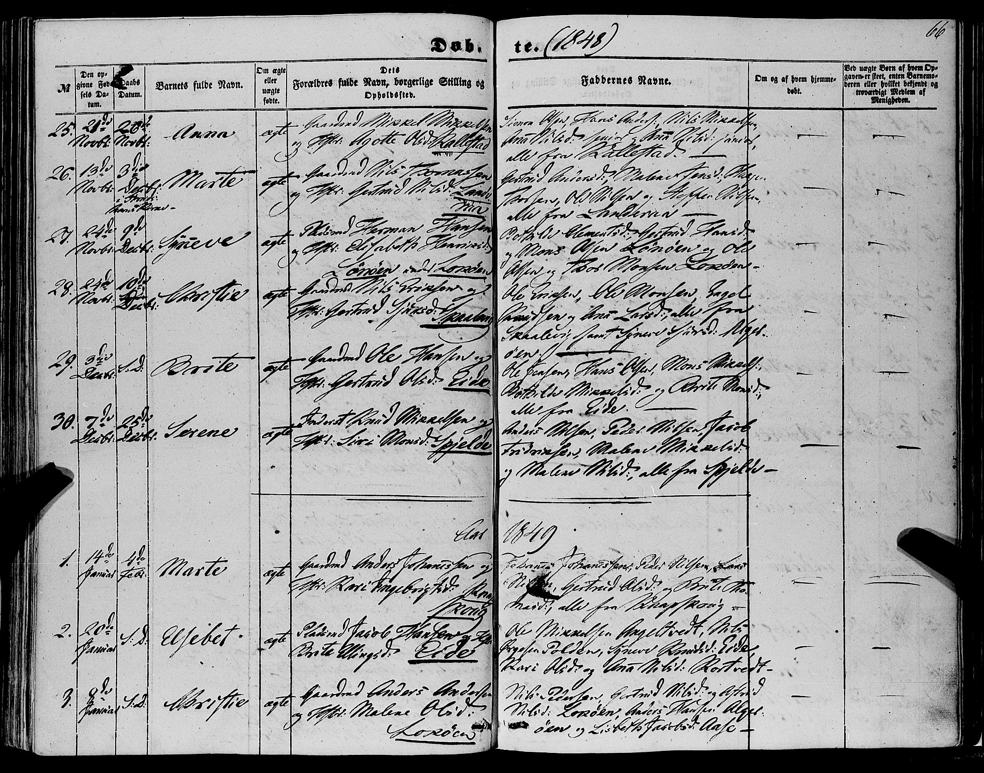 Fjell sokneprestembete, SAB/A-75301/H/Haa: Parish register (official) no. A 2, 1847-1864, p. 66