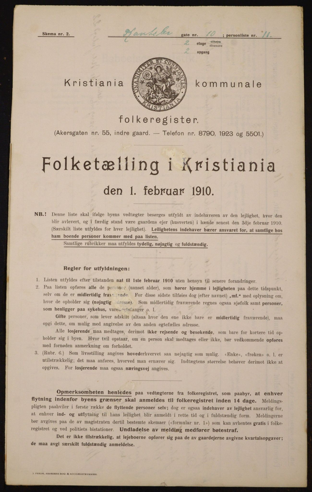 OBA, Municipal Census 1910 for Kristiania, 1910, p. 46728