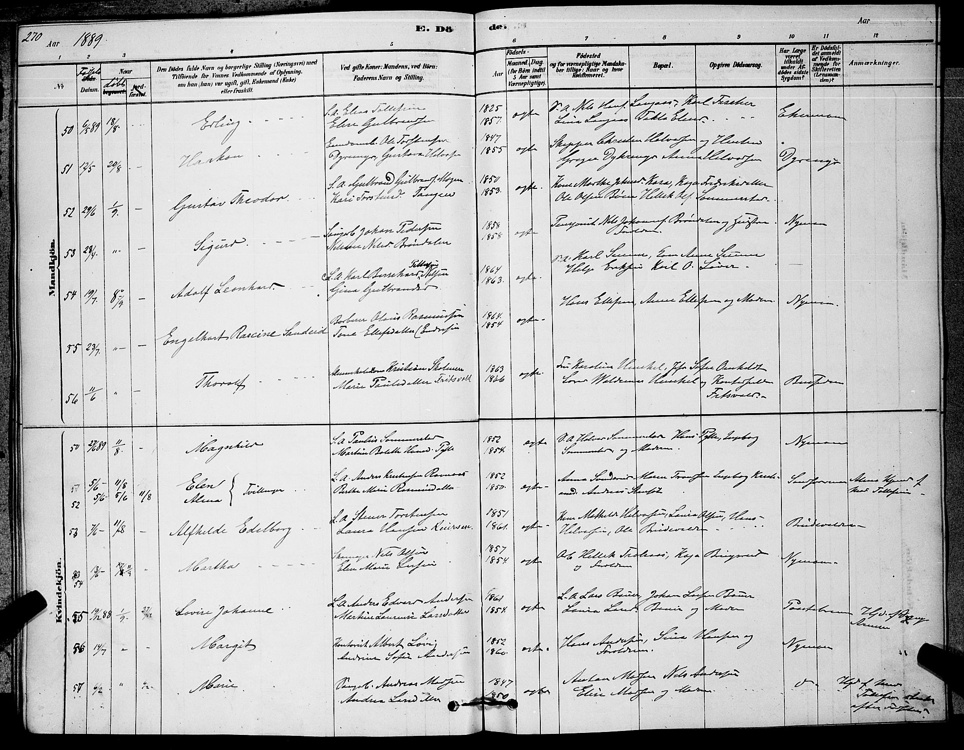 Kongsberg kirkebøker, AV/SAKO-A-22/G/Ga/L0005: Parish register (copy) no. 5, 1878-1889, p. 270