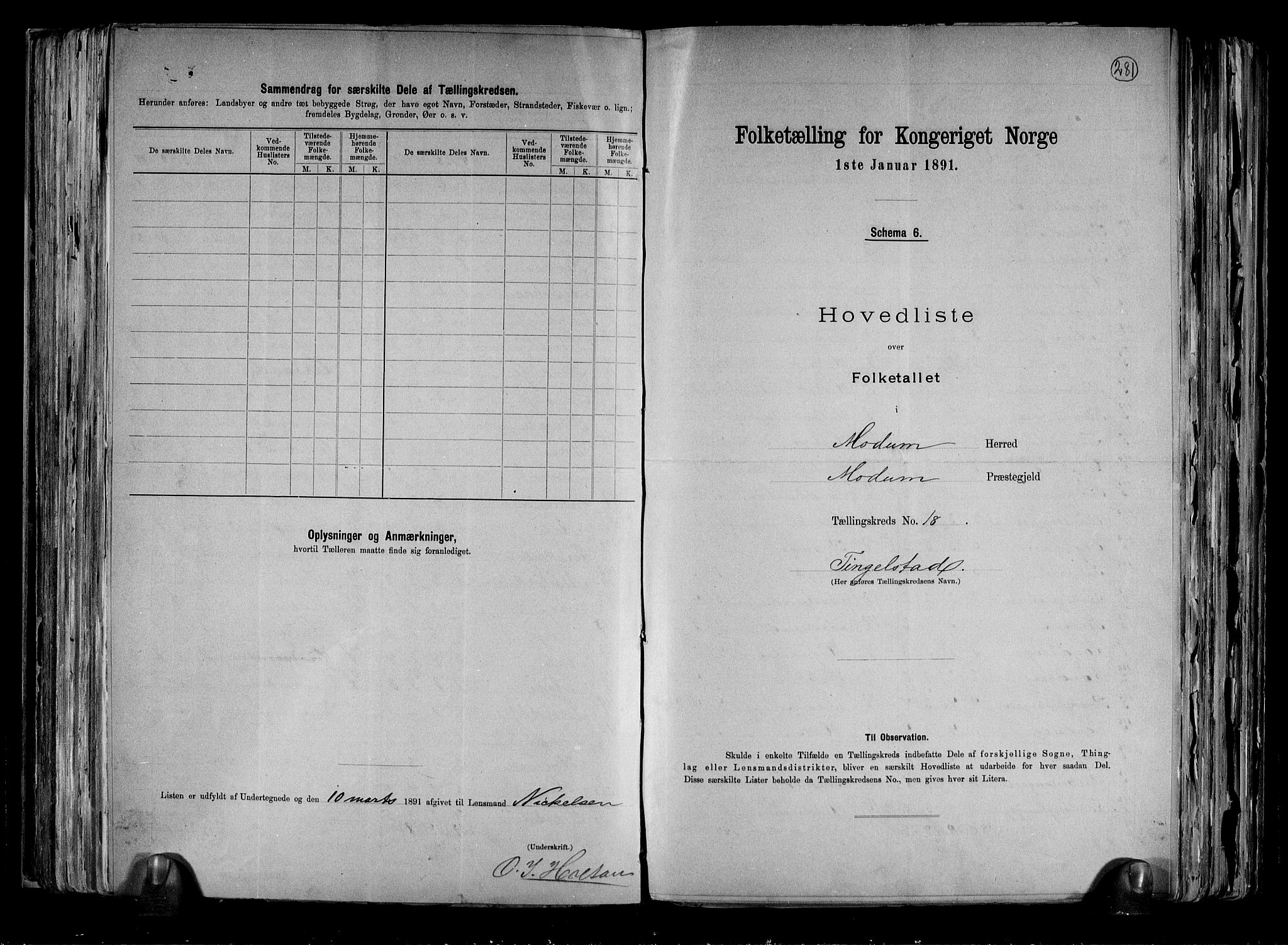 RA, 1891 census for 0623 Modum, 1891, p. 44