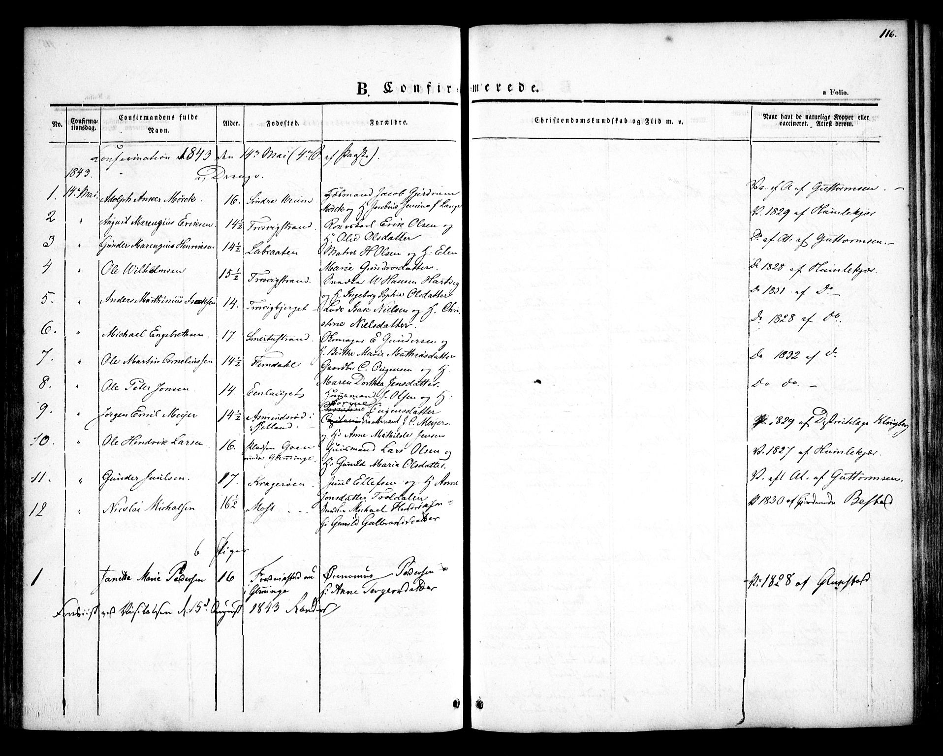 Glemmen prestekontor Kirkebøker, AV/SAO-A-10908/F/Fa/L0005: Parish register (official) no. 5, 1838-1852, p. 116