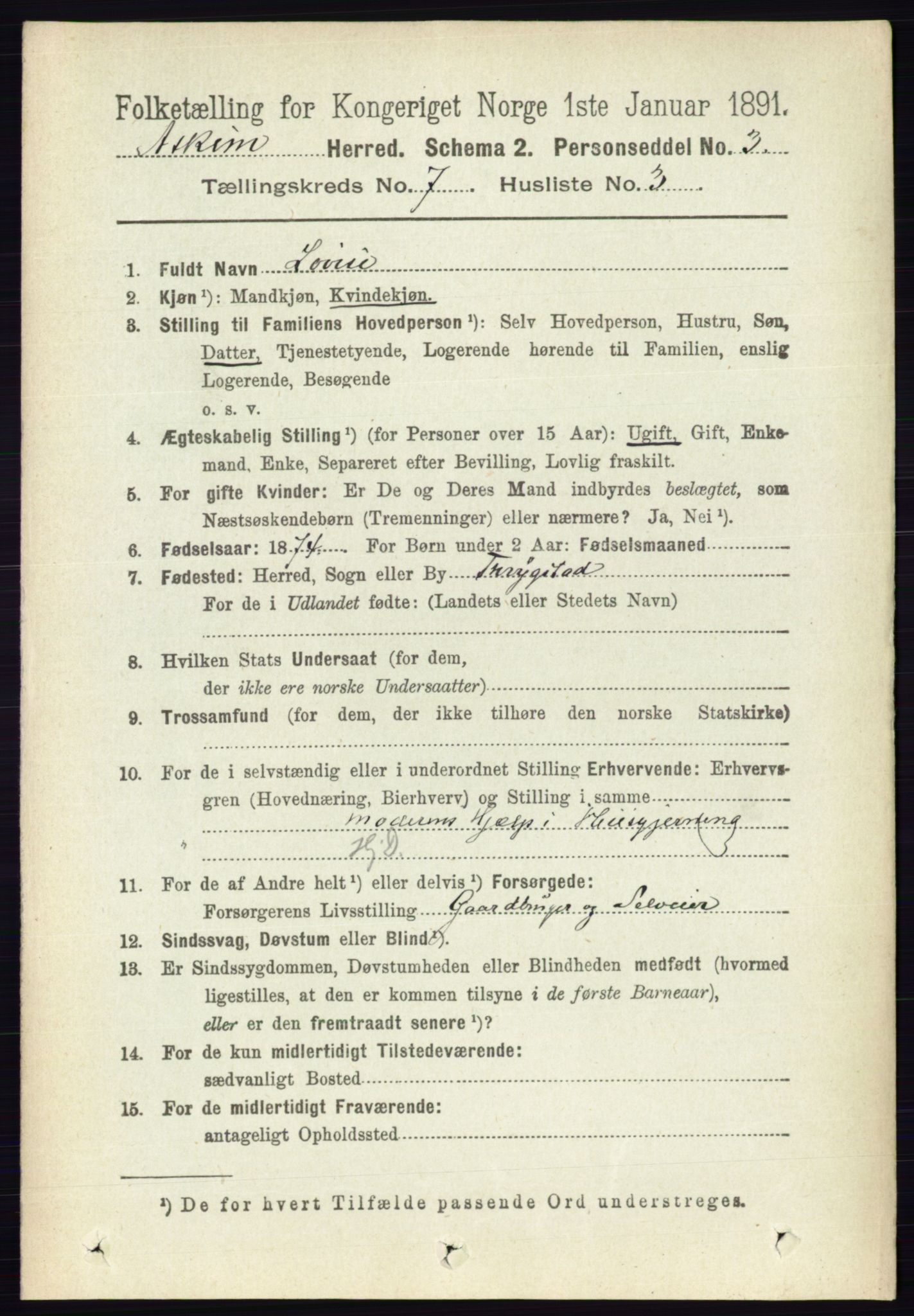 RA, 1891 census for 0124 Askim, 1891, p. 1026