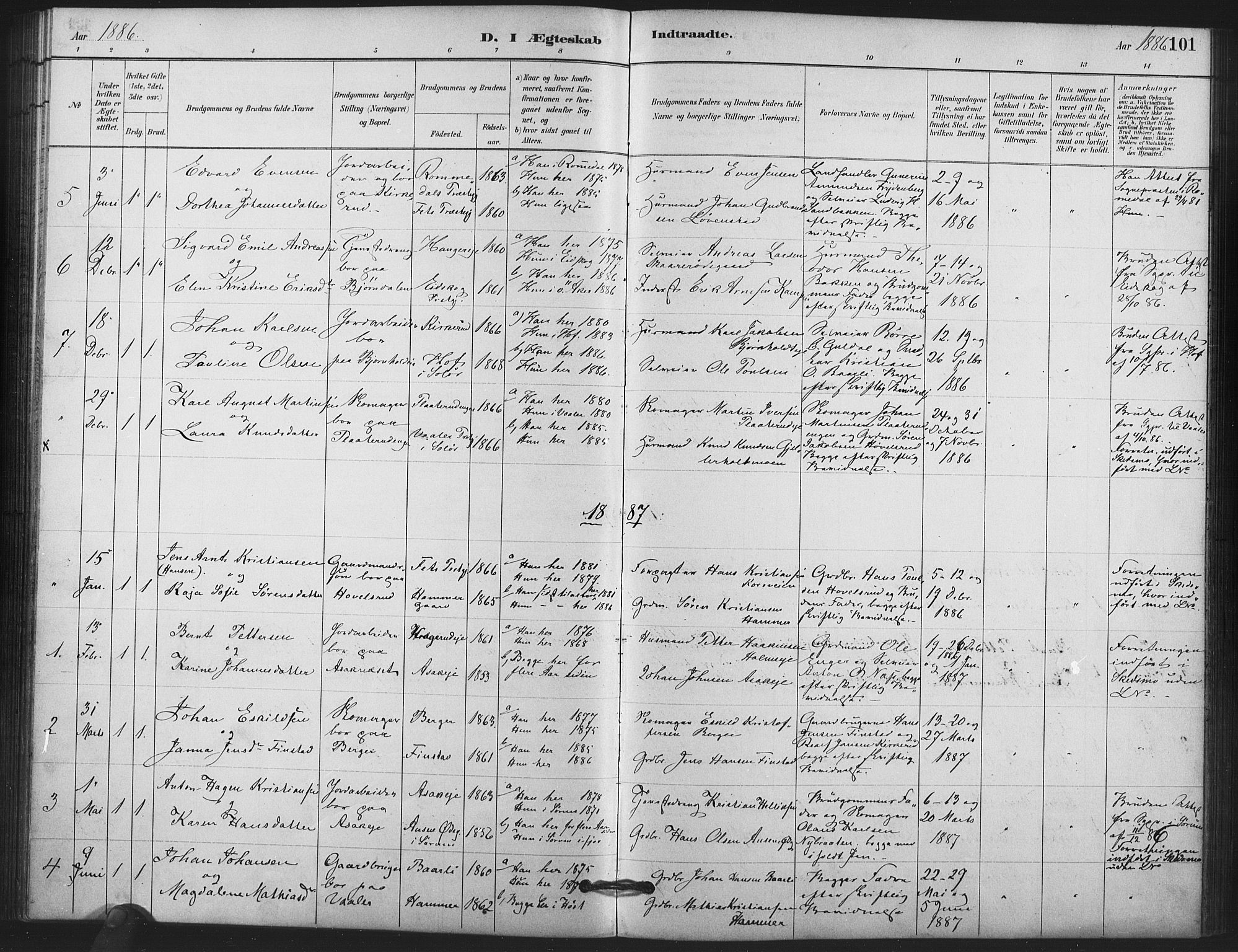 Skedsmo prestekontor Kirkebøker, AV/SAO-A-10033a/F/Fb/L0001: Parish register (official) no. II 1, 1883-1901, p. 101