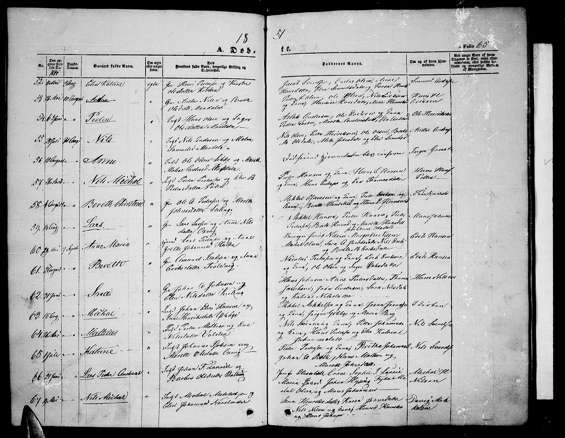 Lyngen sokneprestembete, SATØ/S-1289/H/He/Heb/L0002klokker: Parish register (copy) no. 2, 1839-1860, p. 65