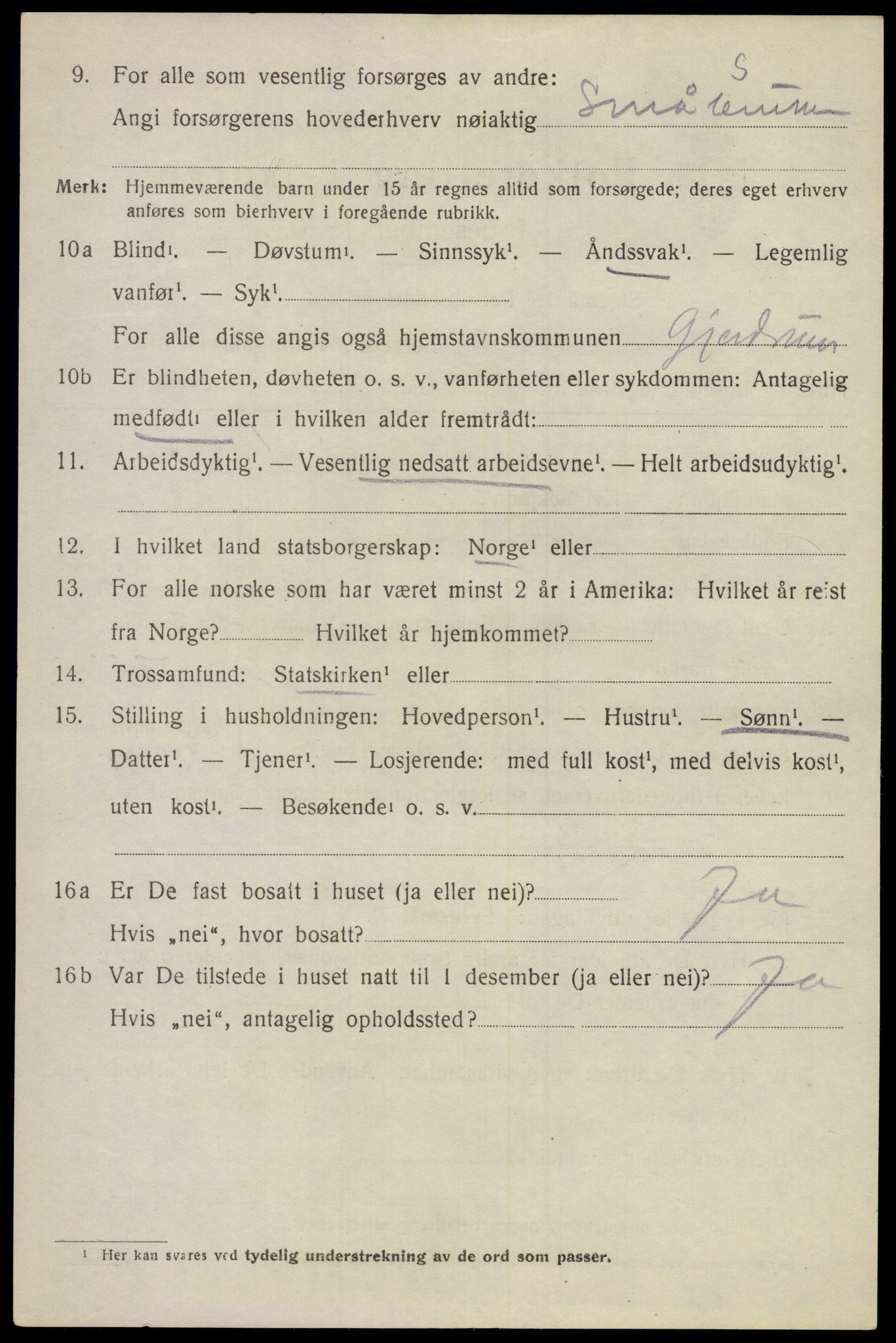 SAO, 1920 census for Gjerdrum, 1920, p. 3645