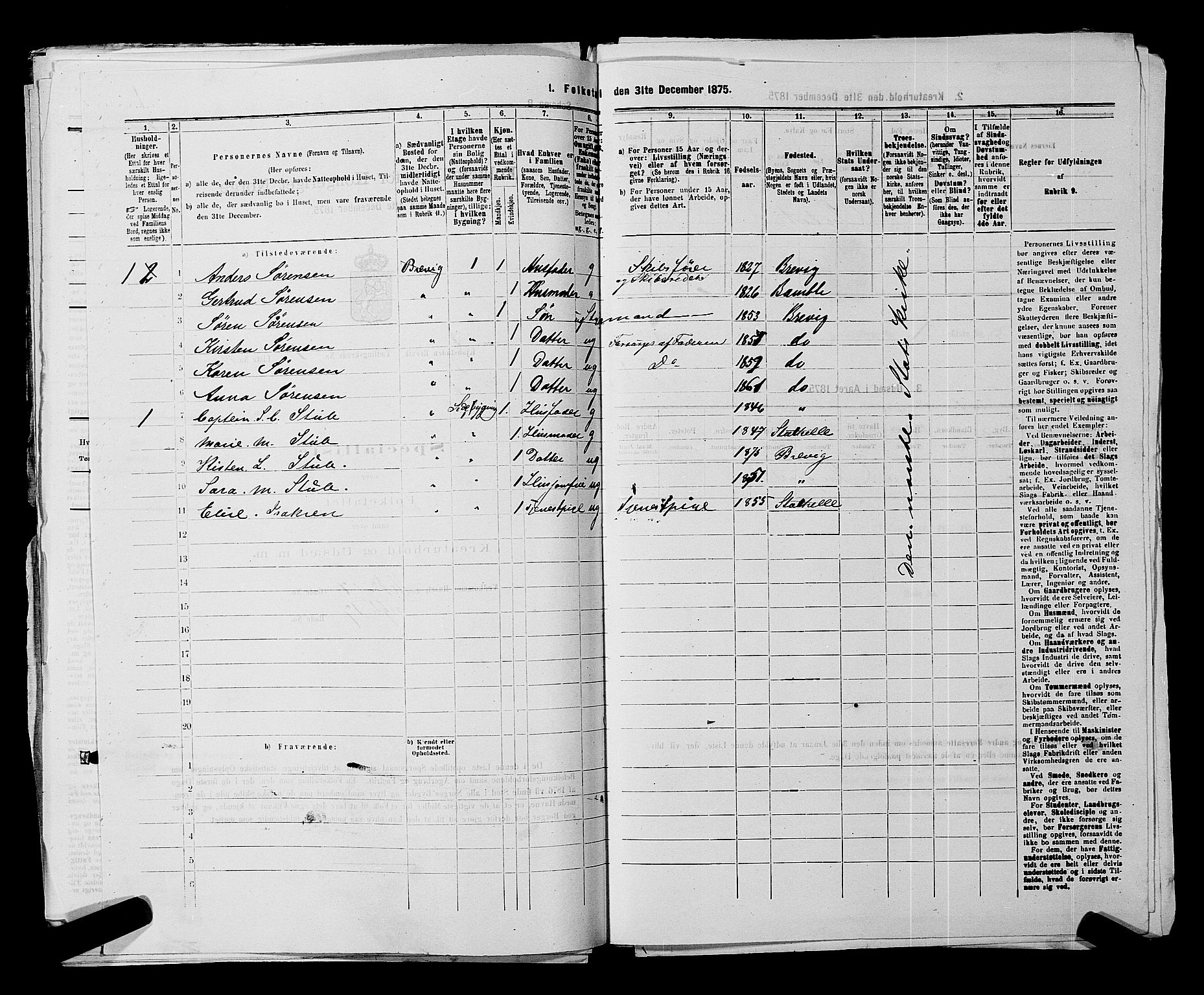 SAKO, 1875 census for 0804P Brevik, 1875, p. 50