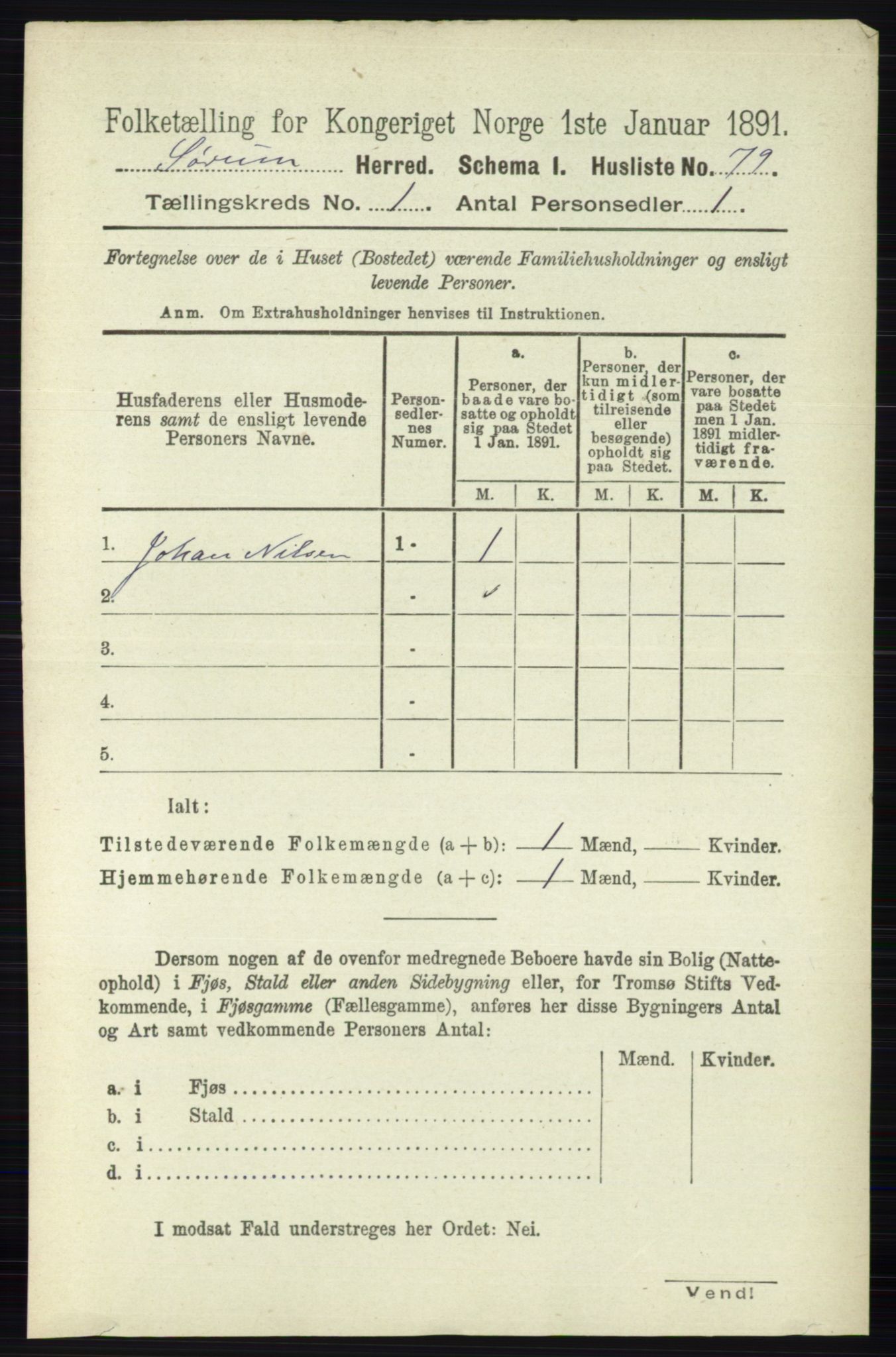 RA, 1891 census for 0226 Sørum, 1891, p. 98
