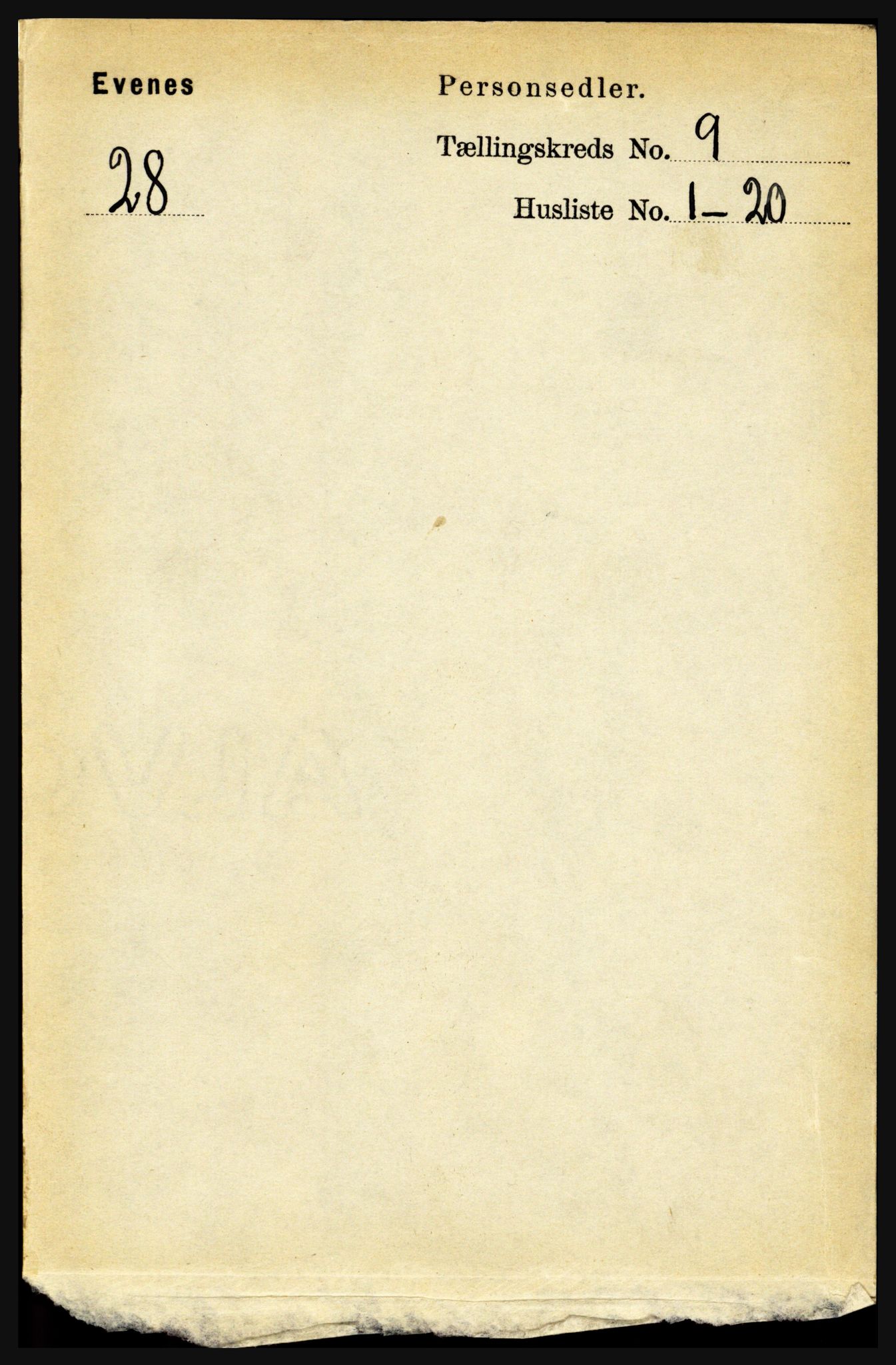 RA, 1891 census for 1853 Evenes, 1891, p. 2802