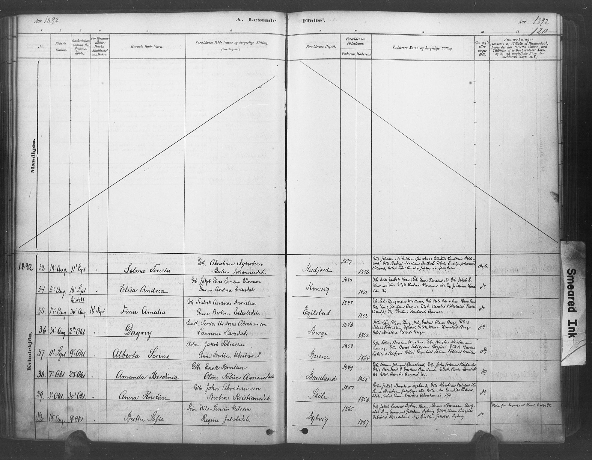 Lyngdal sokneprestkontor, AV/SAK-1111-0029/F/Fa/Fac/L0011: Parish register (official) no. A 11, 1878-1893, p. 120