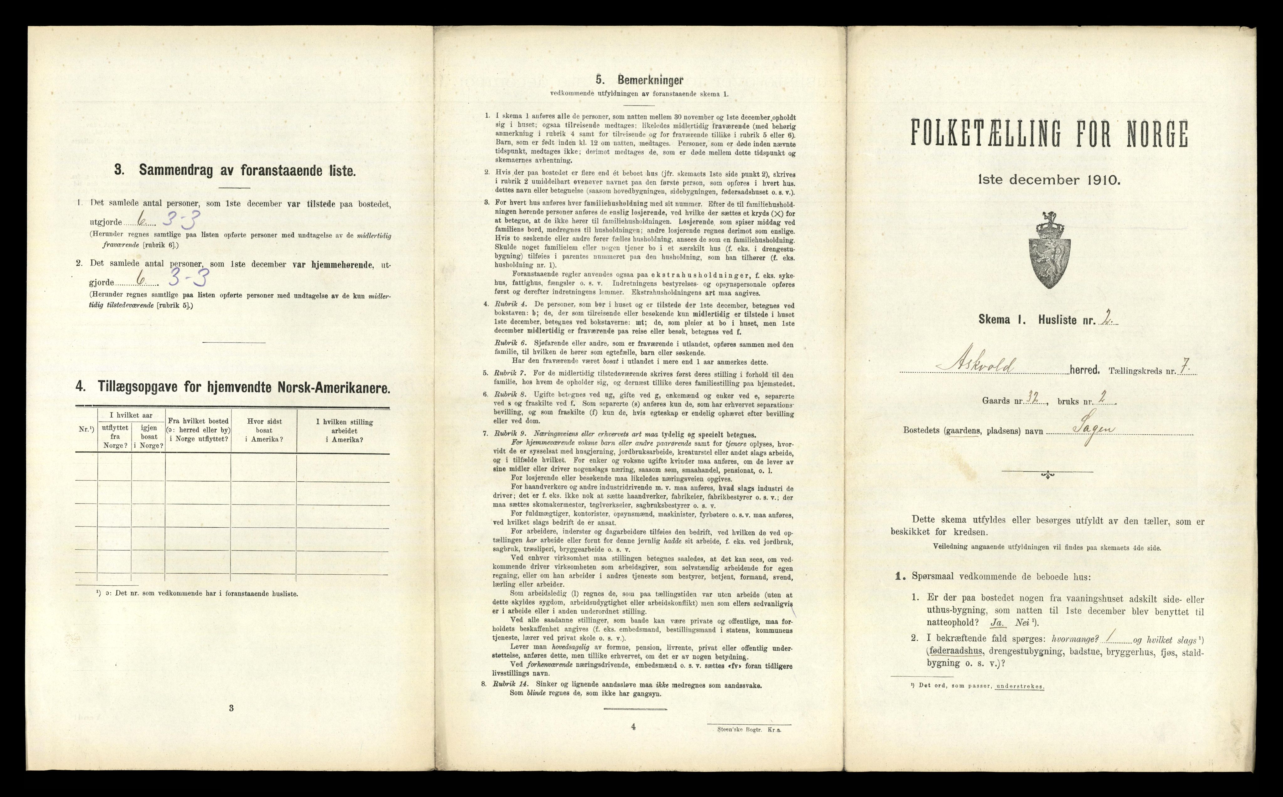RA, 1910 census for Askvoll, 1910, p. 437