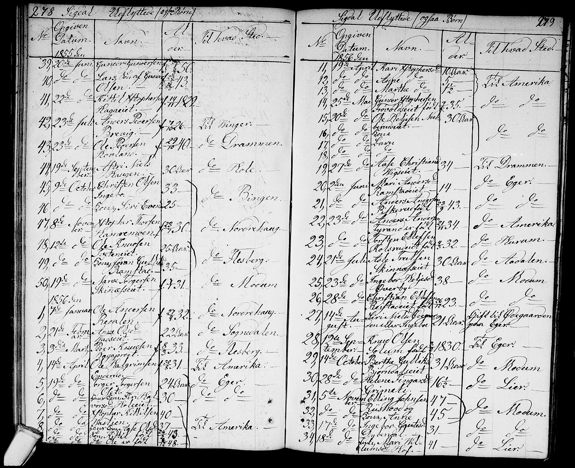 Sigdal kirkebøker, AV/SAKO-A-245/G/Ga/L0002: Parish register (copy) no. I 2, 1835-1856, p. 278-279