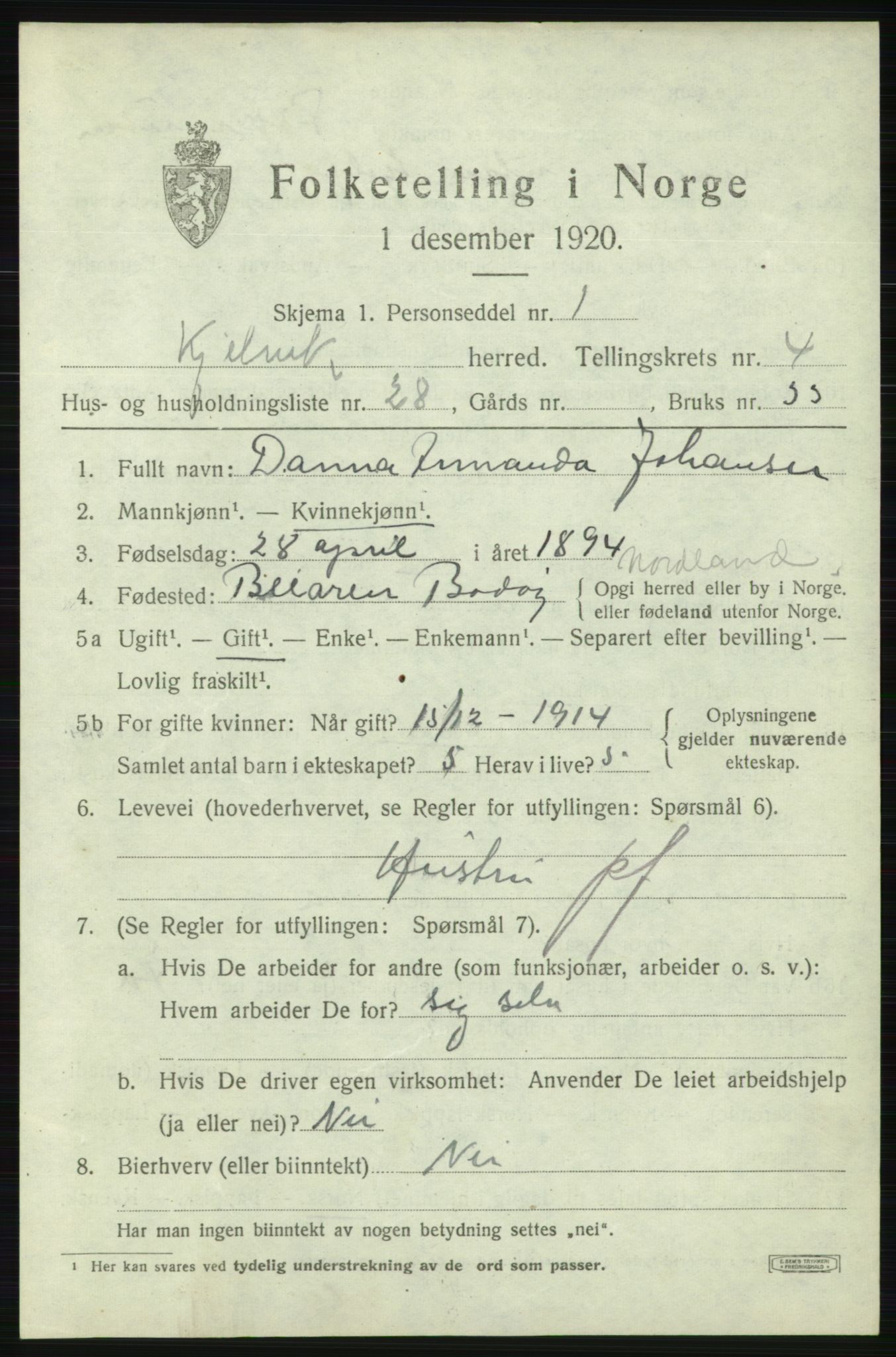SATØ, 1920 census for Kjelvik, 1920, p. 2201