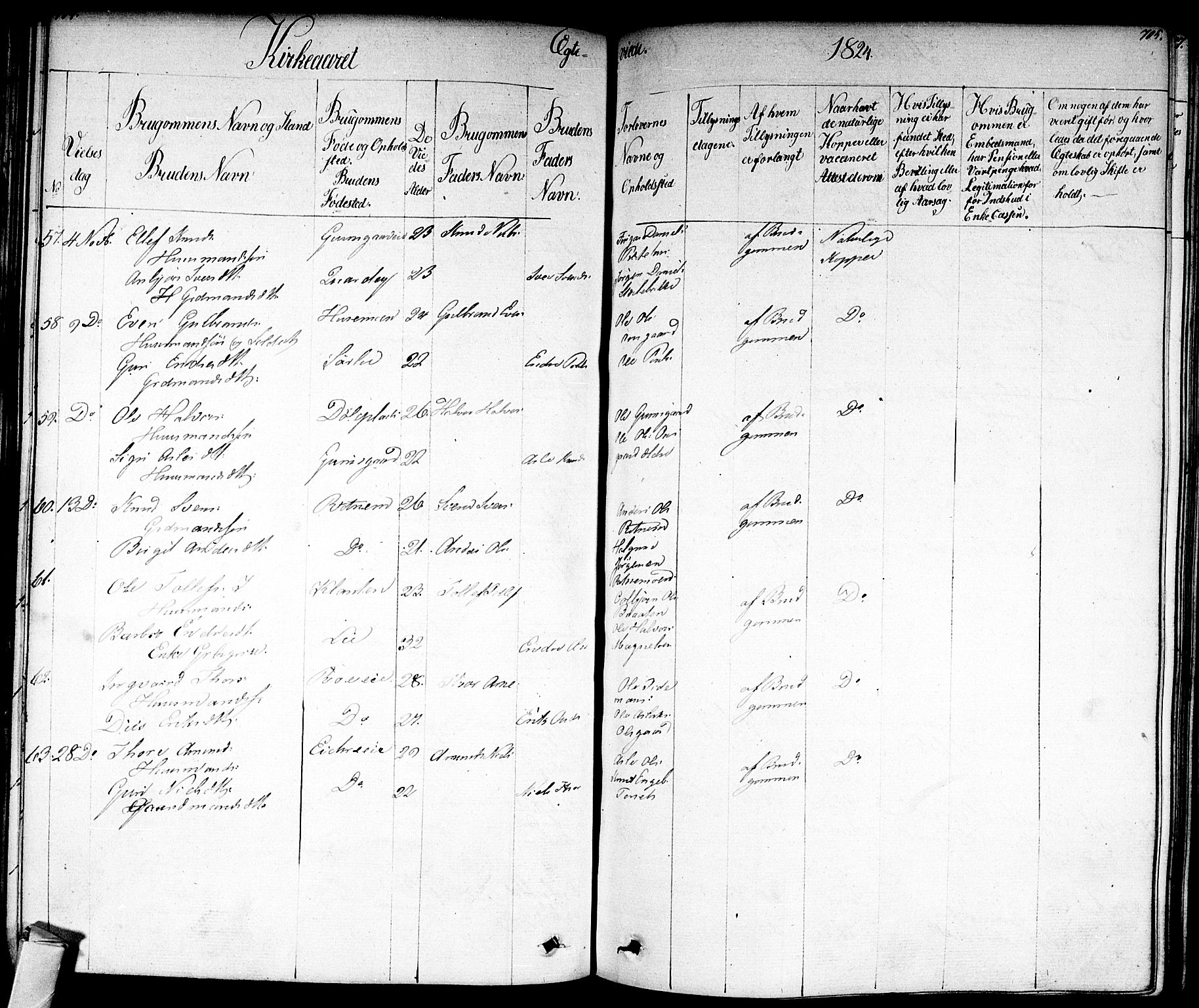 Nes kirkebøker, AV/SAKO-A-236/F/Fa/L0008: Parish register (official) no. 8, 1824-1834, p. 704-705