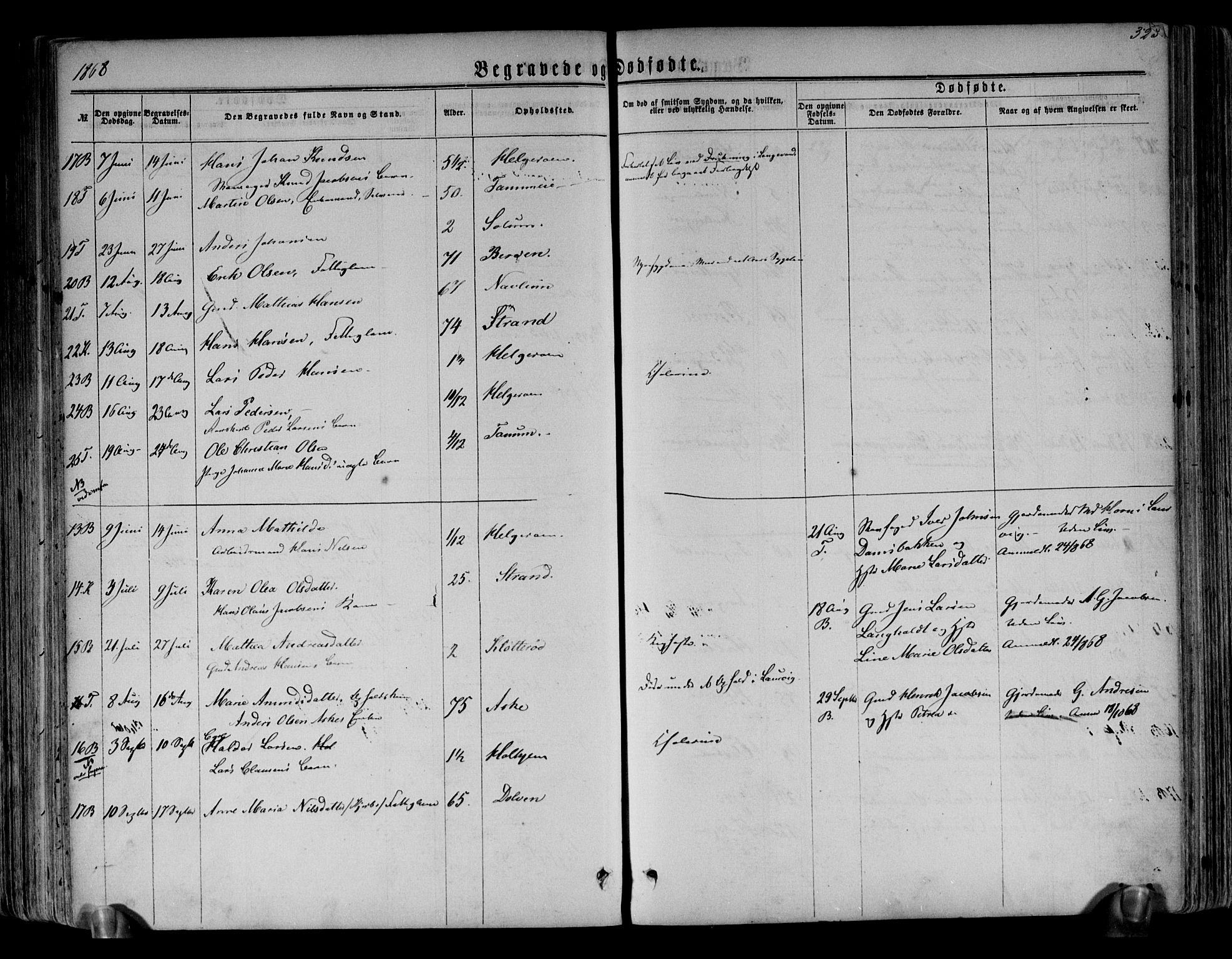 Brunlanes kirkebøker, AV/SAKO-A-342/F/Fa/L0005: Parish register (official) no. I 5, 1862-1877, p. 325