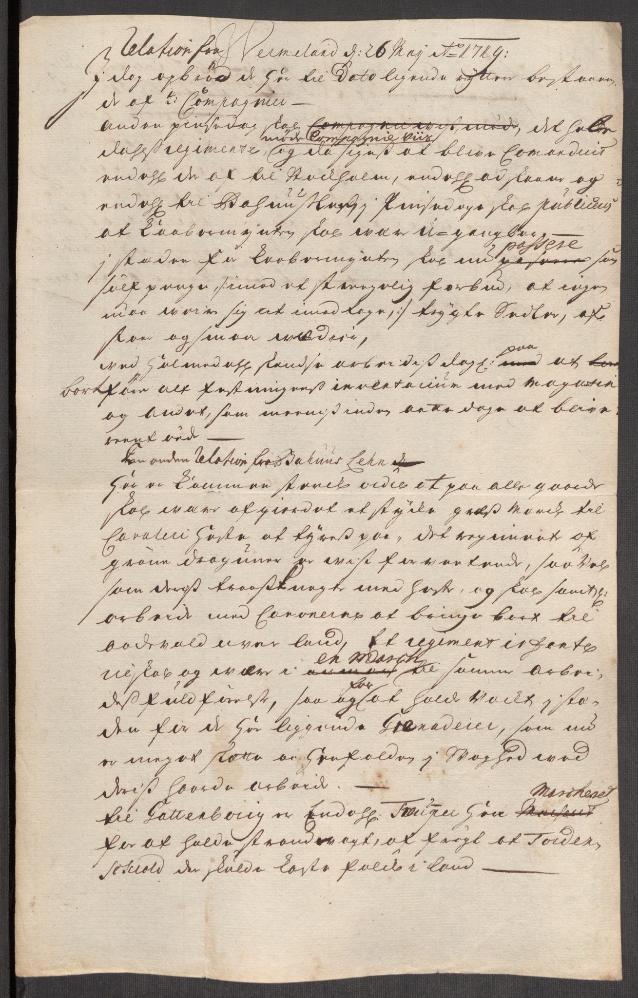 Kommanderende general (KG I) med Det norske krigsdirektorium, AV/RA-EA-5419/E/Eb/L0012: Kunnskap om fienden, kronologisk ordnet, 1718-1719, p. 705