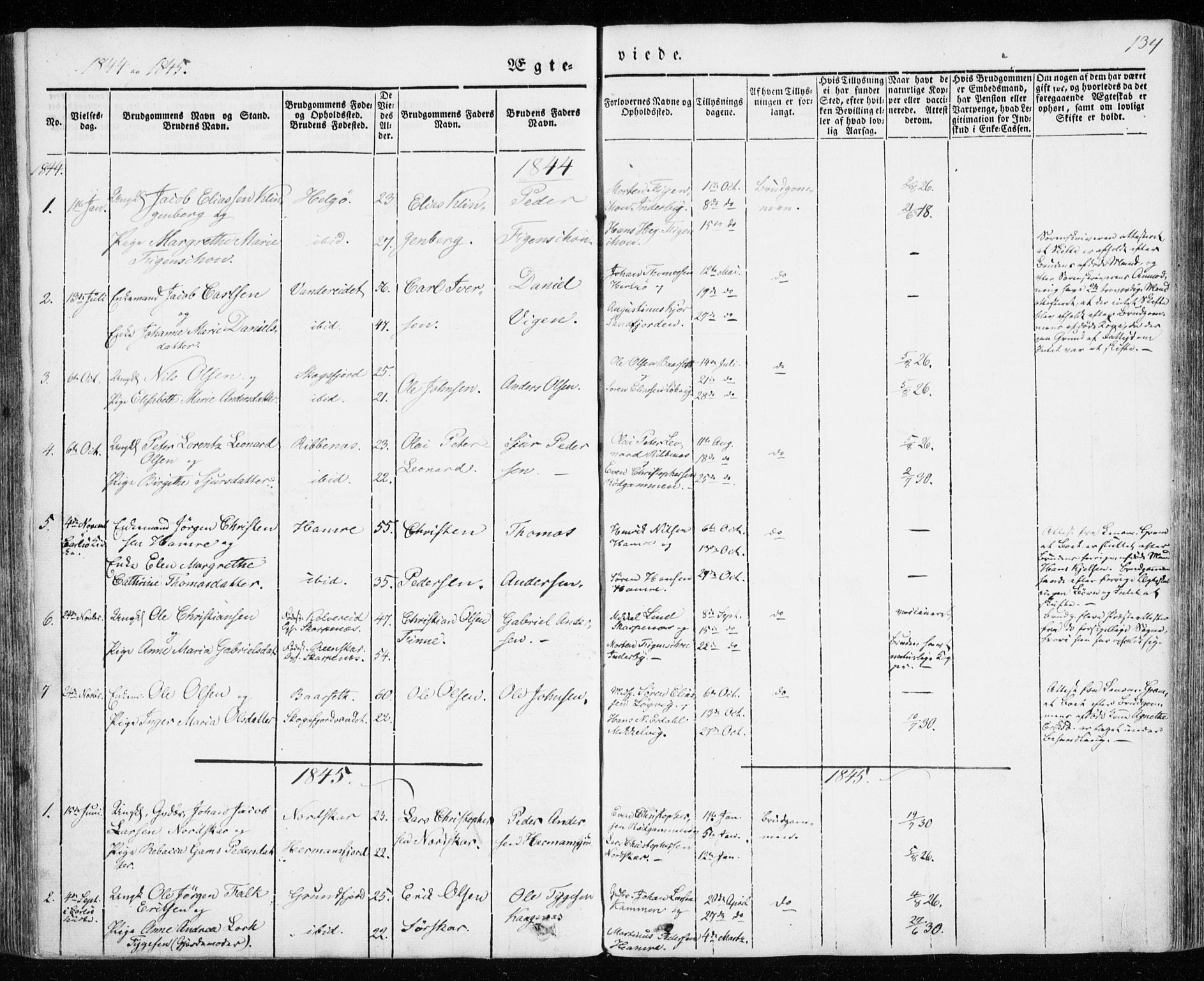 Karlsøy sokneprestembete, AV/SATØ-S-1299/H/Ha/Haa/L0009kirke: Parish register (official) no. 9, 1838-1867, p. 134