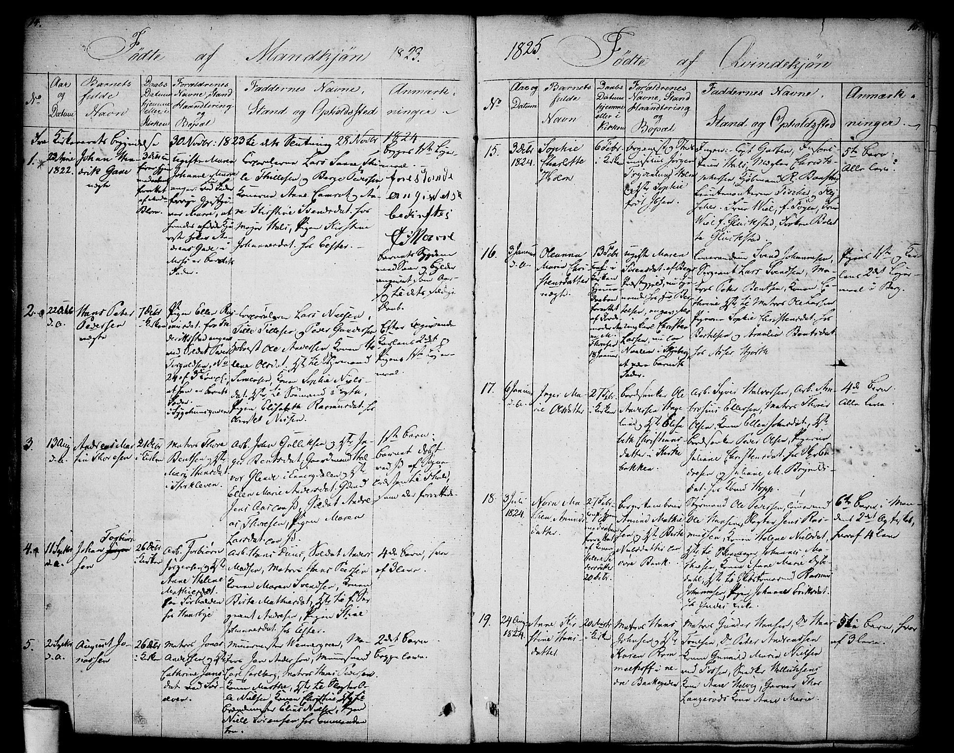 Halden prestekontor Kirkebøker, AV/SAO-A-10909/F/Fa/L0004: Parish register (official) no. I 4, 1823-1834, p. 14-15