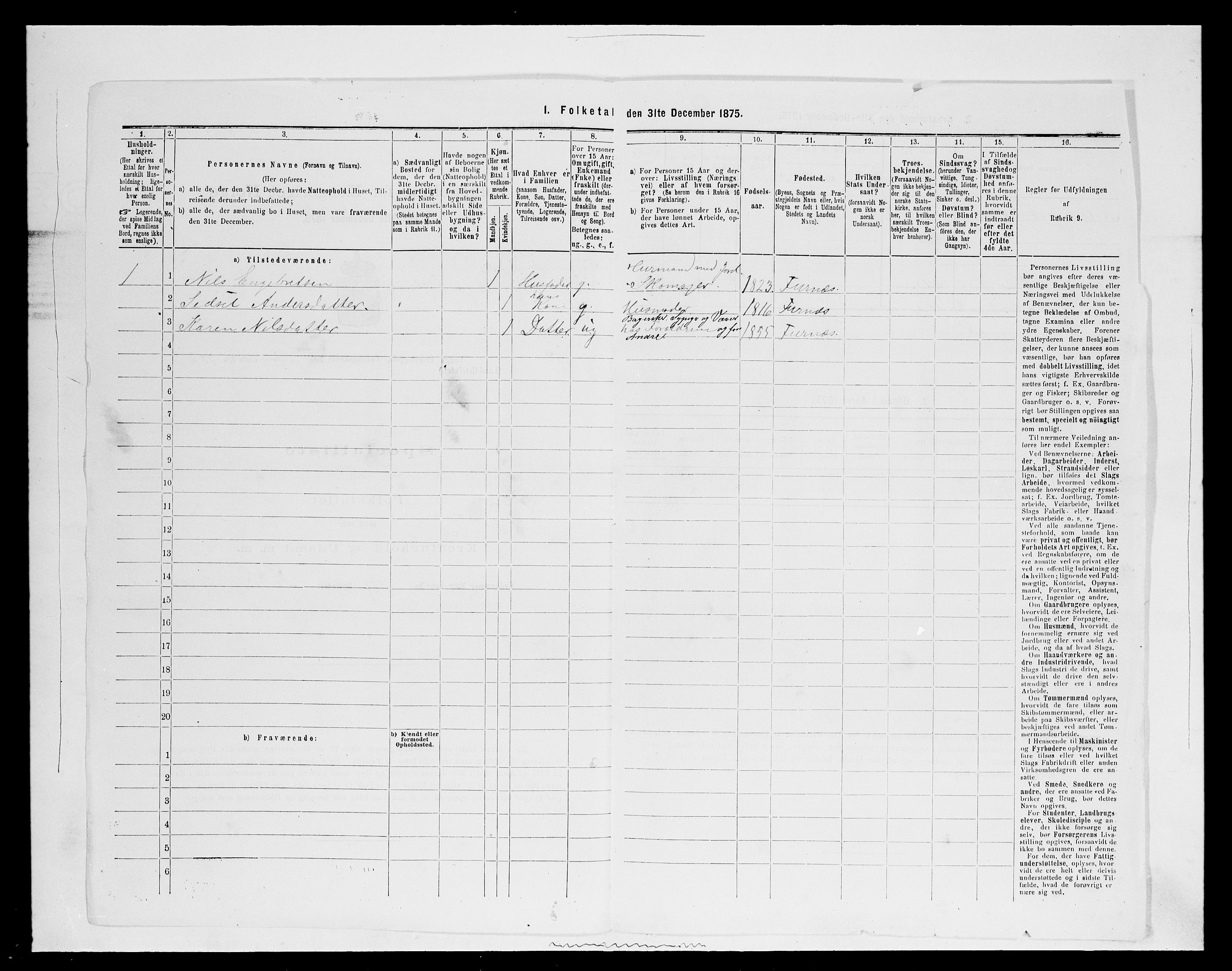 SAH, 1875 census for 0414L Vang/Vang og Furnes, 1875, p. 836