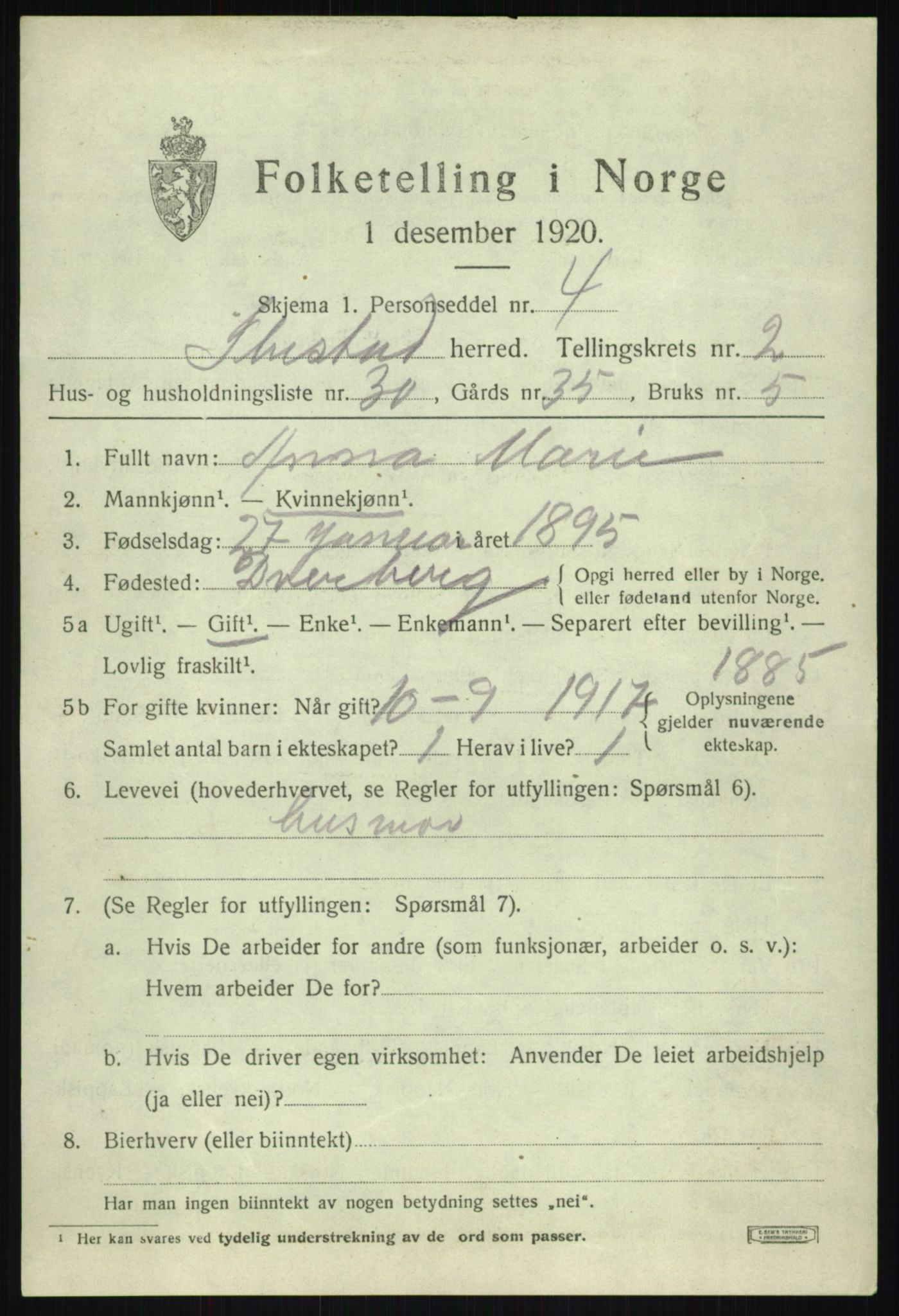 SATØ, 1920 census for Ibestad, 1920, p. 2750