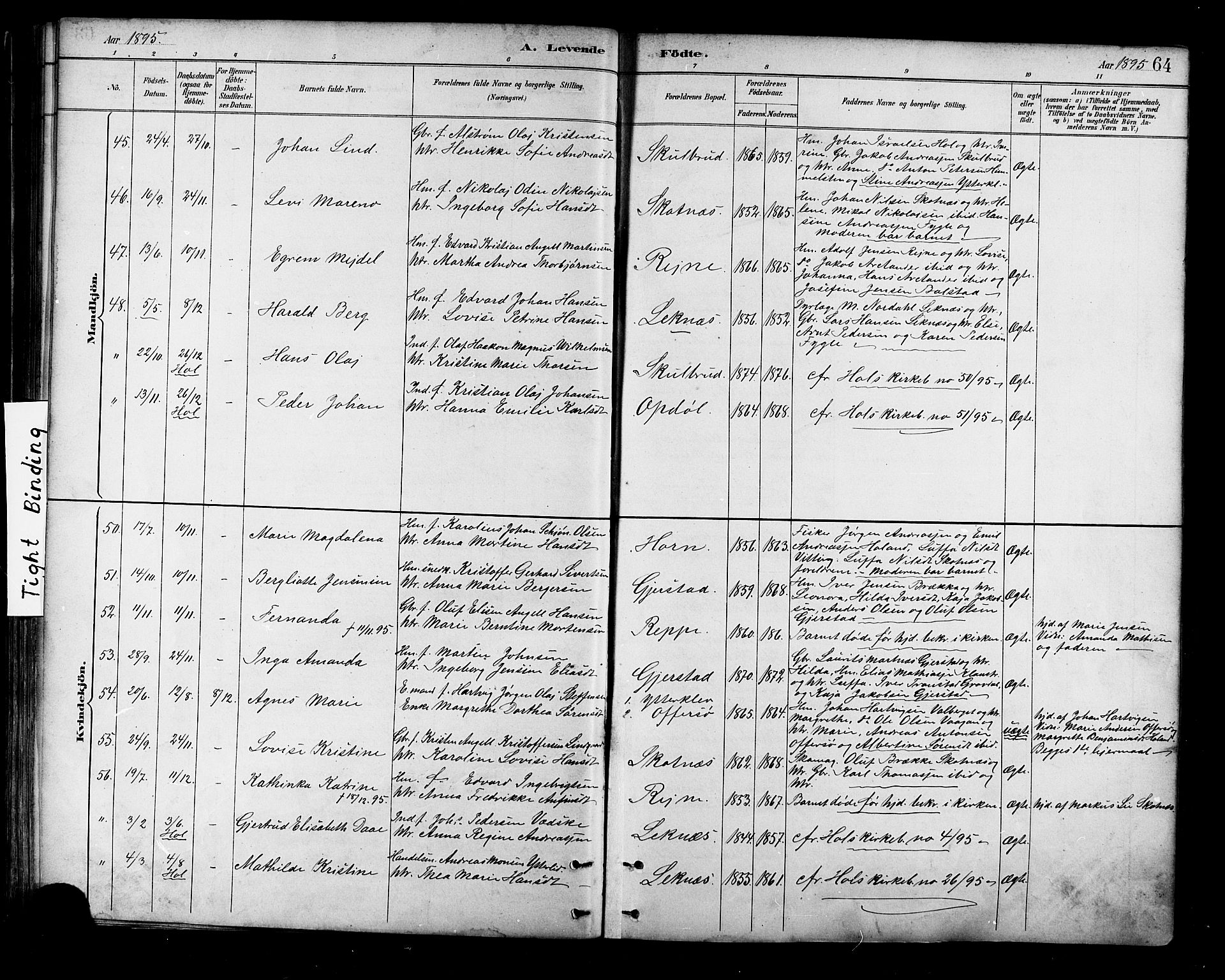 Ministerialprotokoller, klokkerbøker og fødselsregistre - Nordland, SAT/A-1459/881/L1167: Parish register (copy) no. 881C04, 1886-1899, p. 64