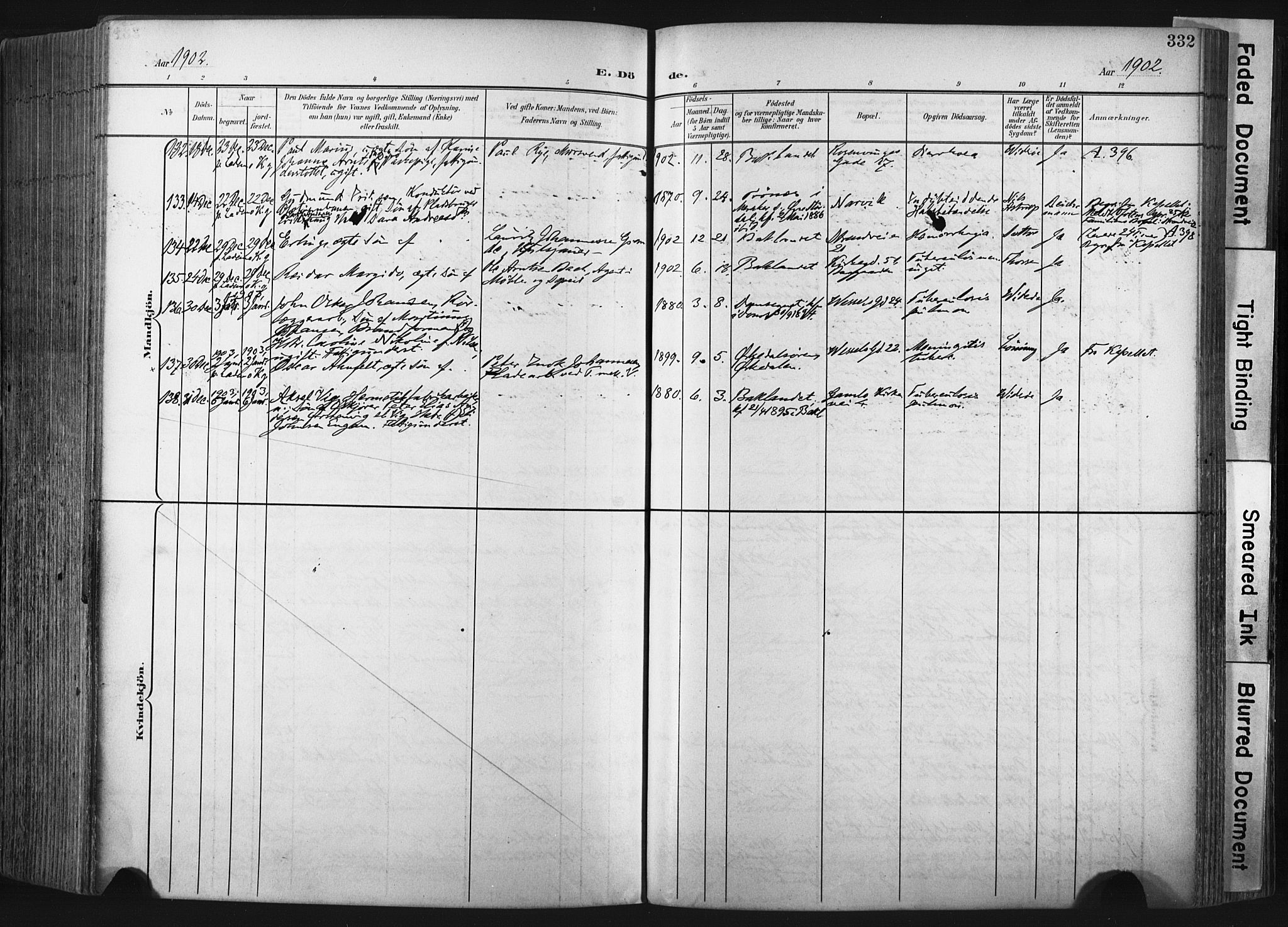 Ministerialprotokoller, klokkerbøker og fødselsregistre - Sør-Trøndelag, SAT/A-1456/604/L0201: Parish register (official) no. 604A21, 1901-1911, p. 332